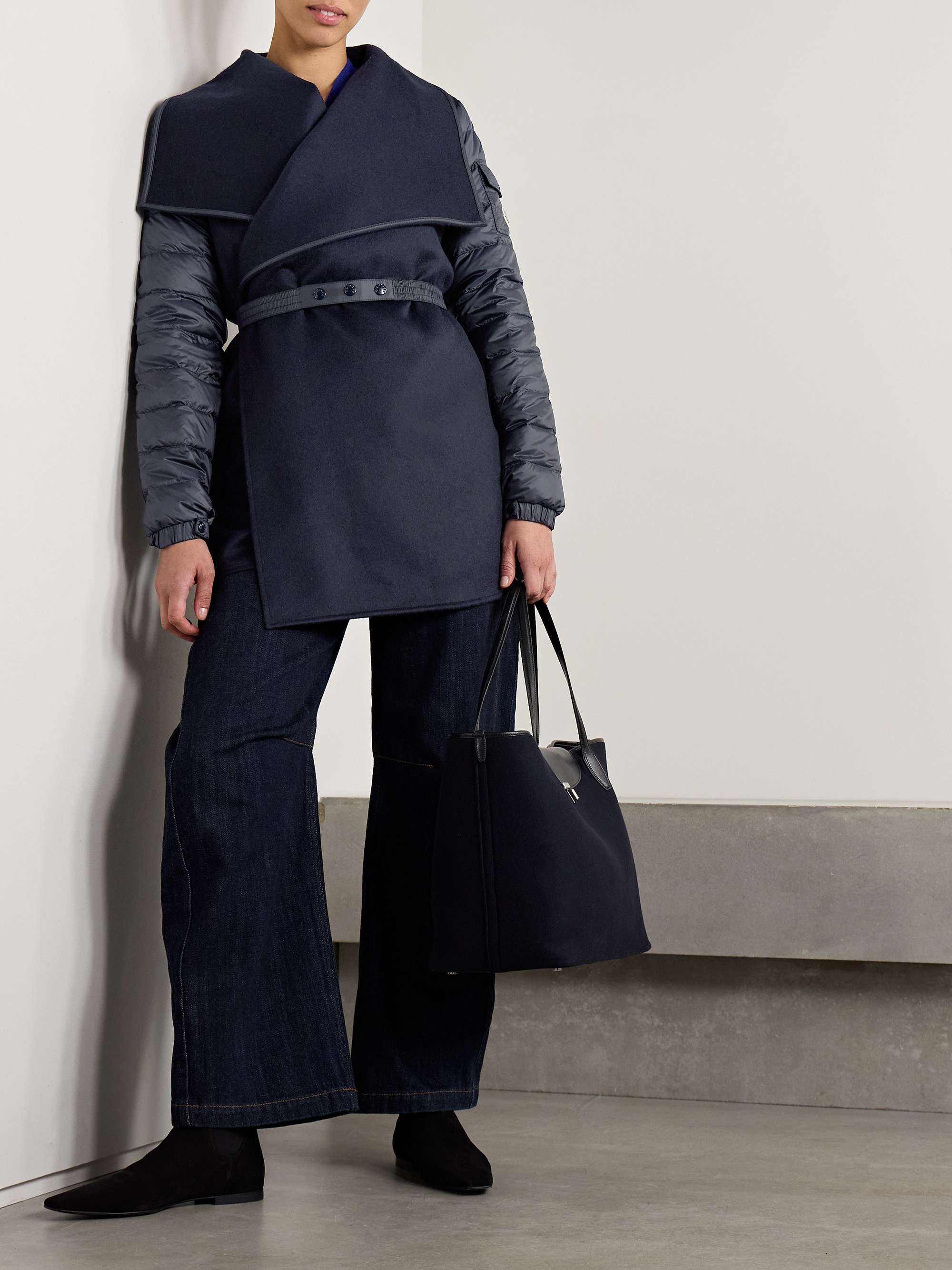Wool-blend felt and quilted shell down jacket view