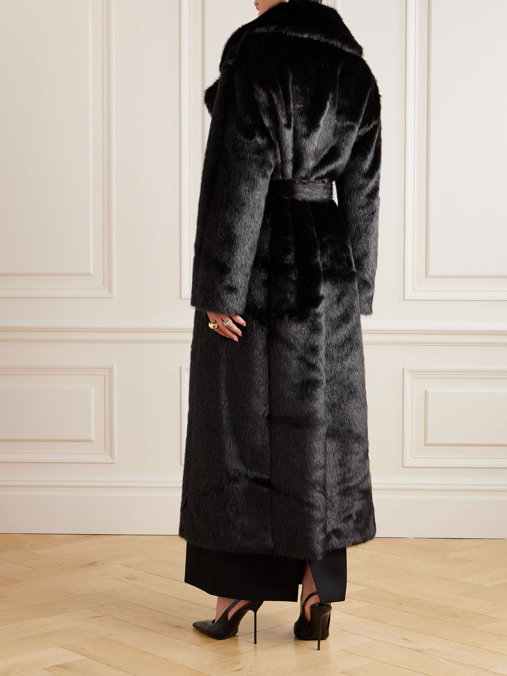 Joni oversized belted double-breasted faux fur coat view