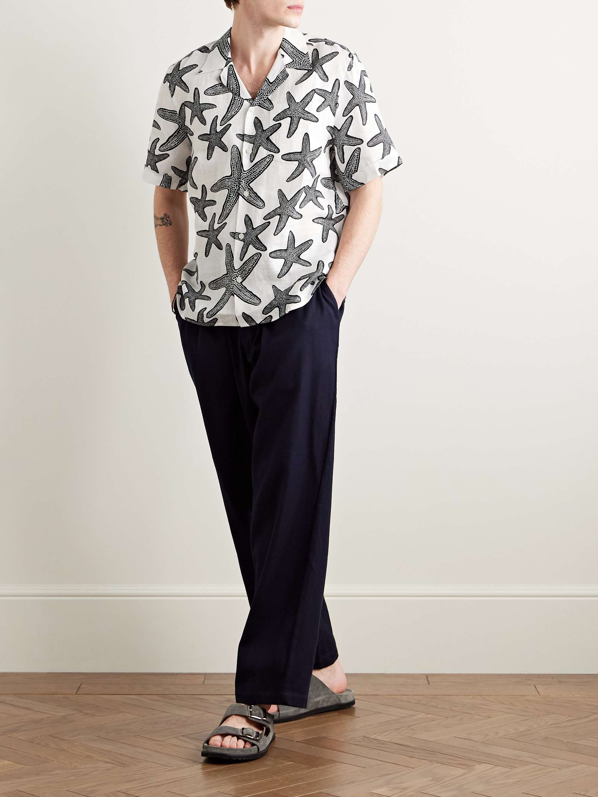 Charli Camp-Collar Printed Linen Shirt view