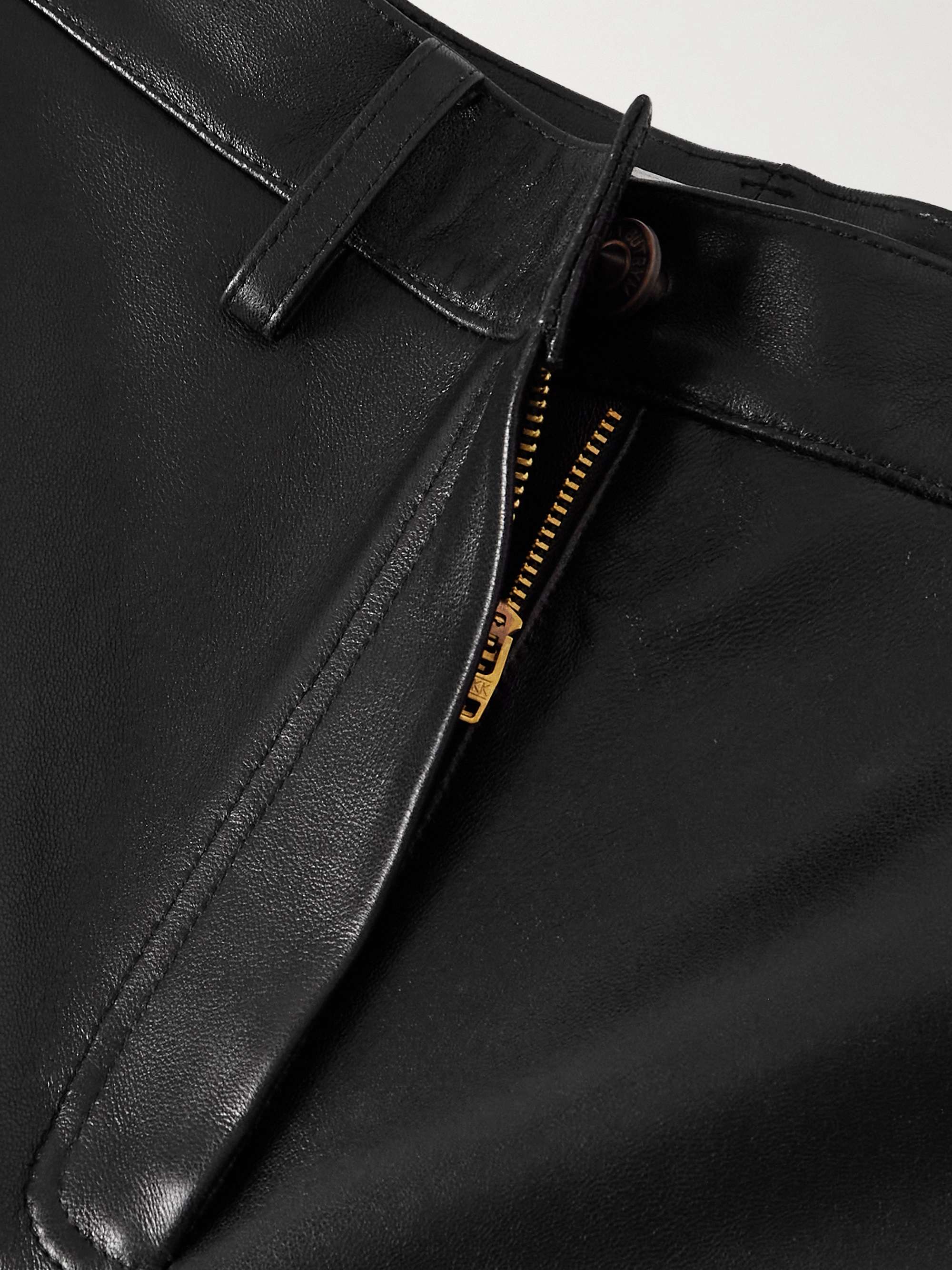 Leather straight-leg pants view