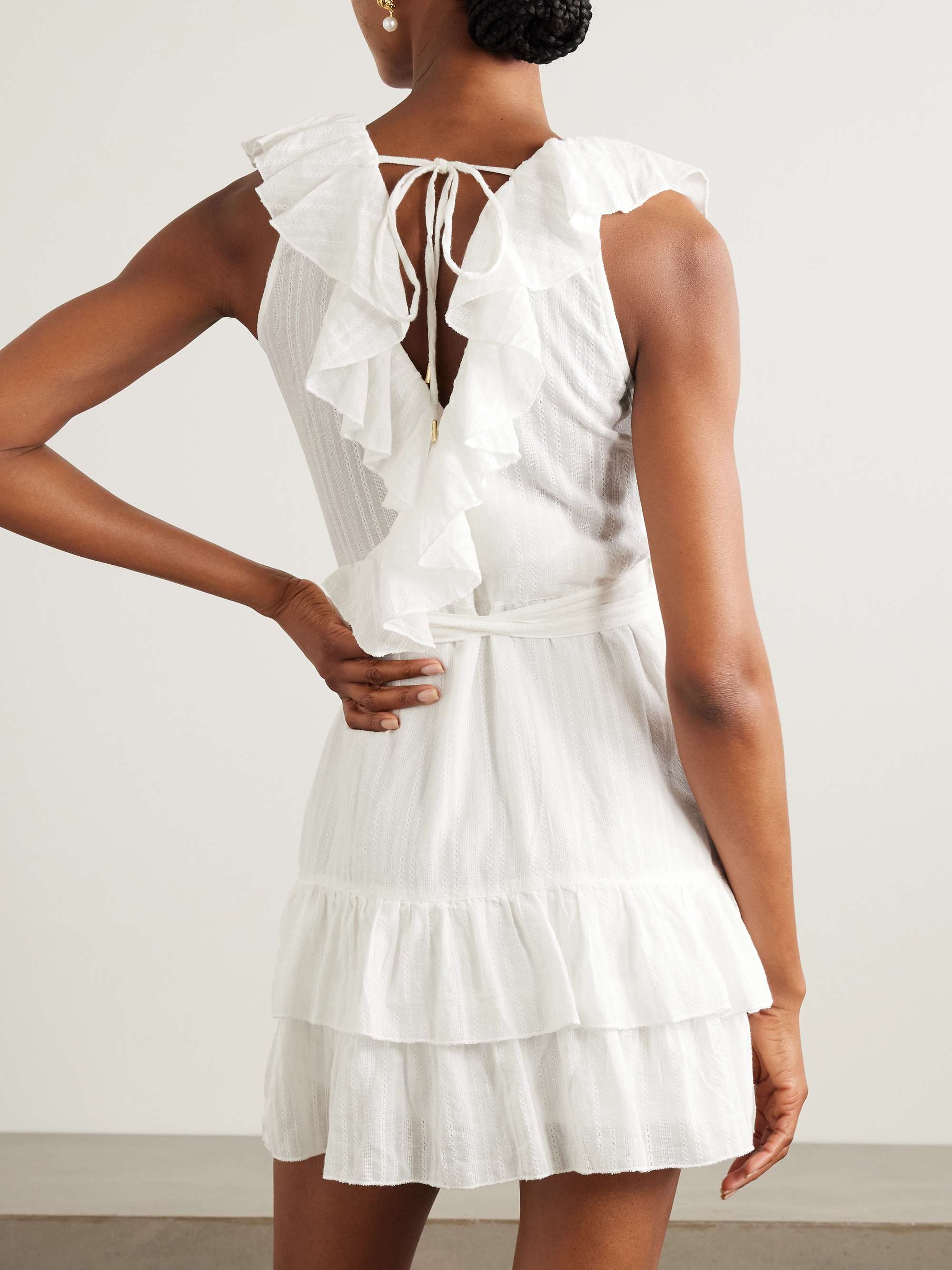 Molly belted ruffled embroidered cotton mini wrap dress view