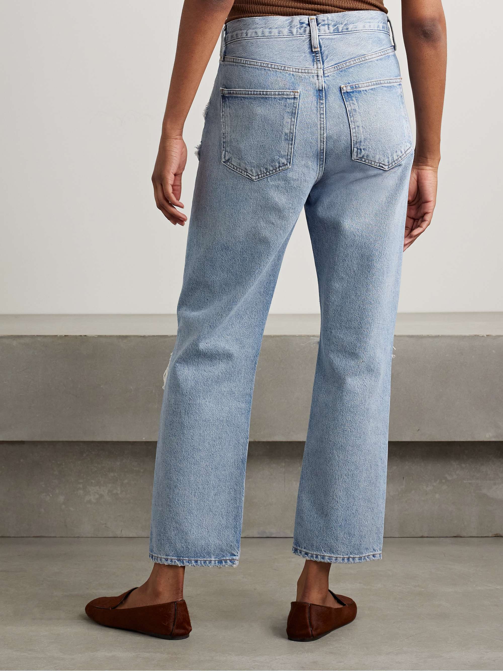 '90s distressed mid-rise straight-leg jeans view
