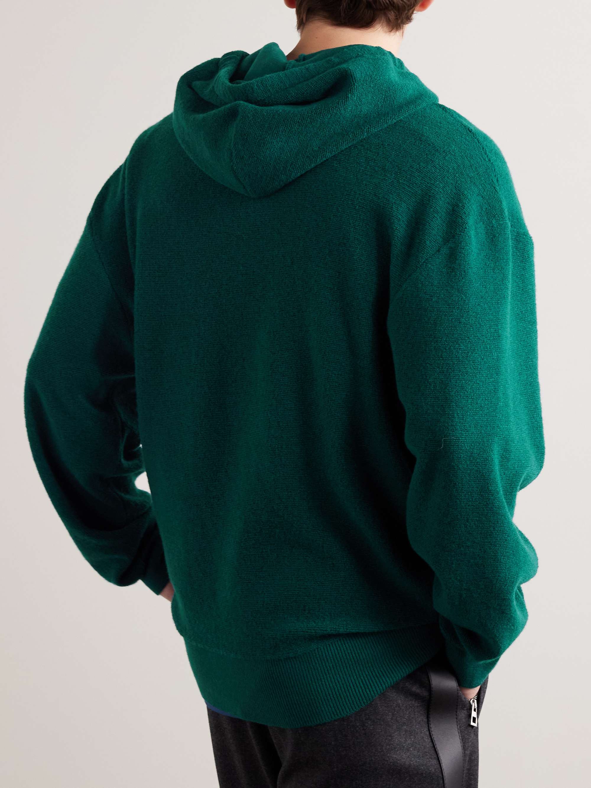 Logo-Embroidered Wool-Terry Hoodie view