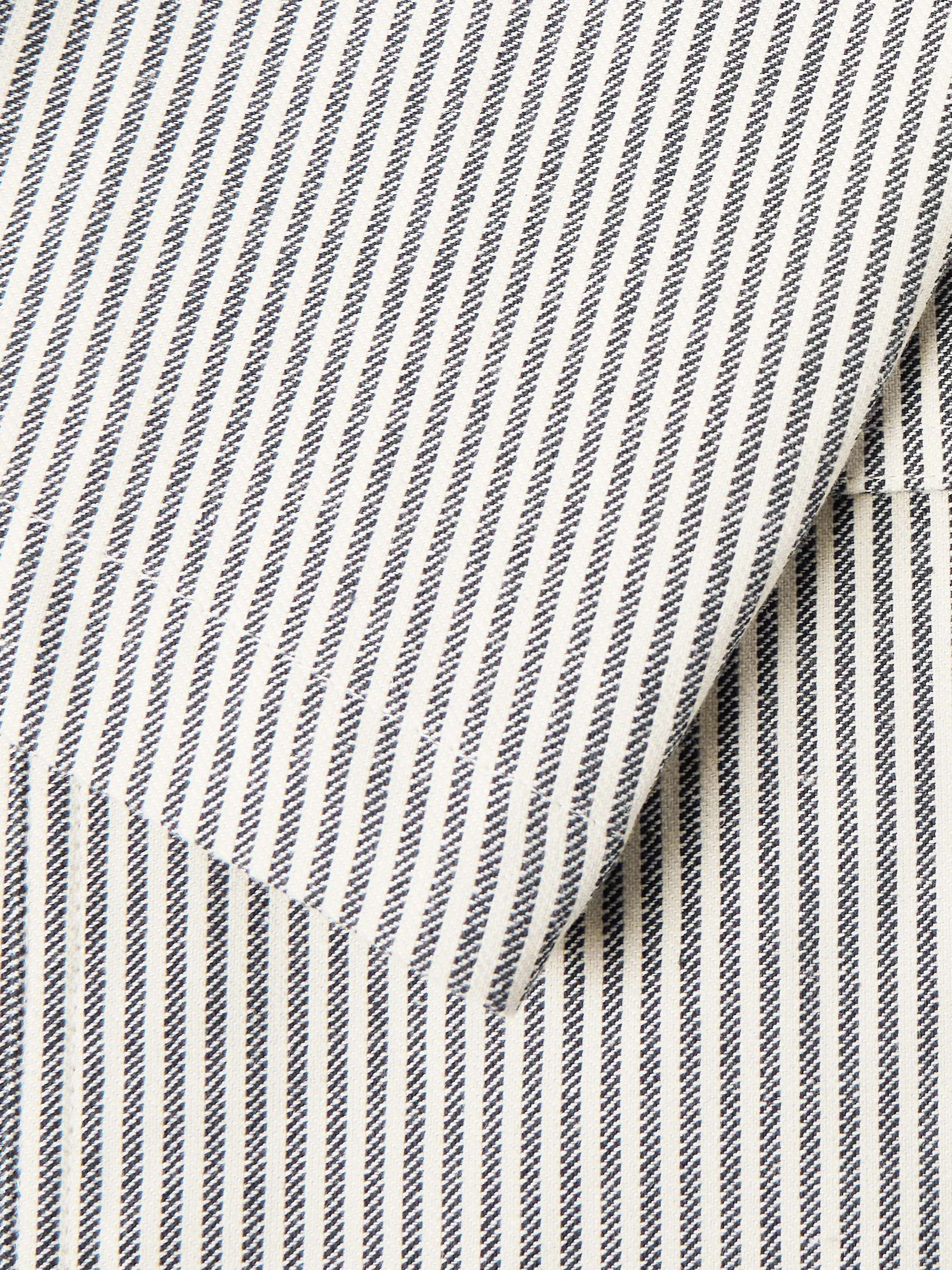 Unstructured Striped Cotton and Linen-Blend Blazer view
