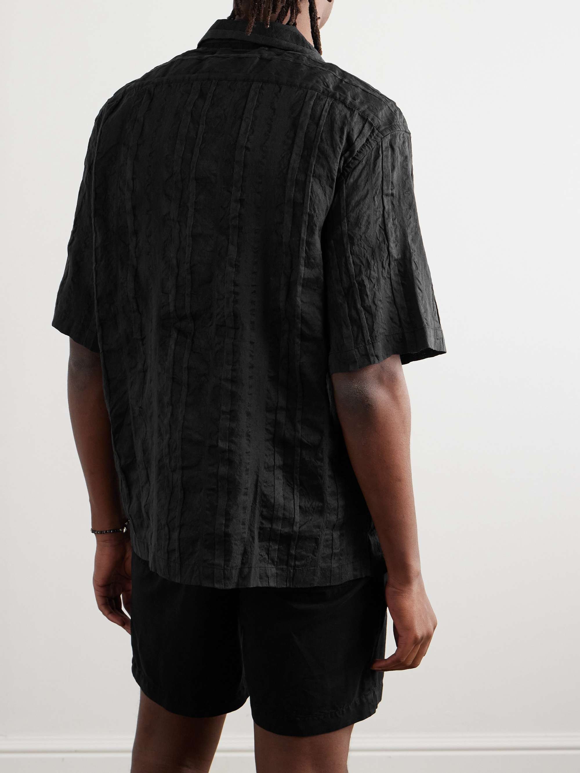 Solana Camp-Collar Striped Linen and Cotton-Blend Shirt view
