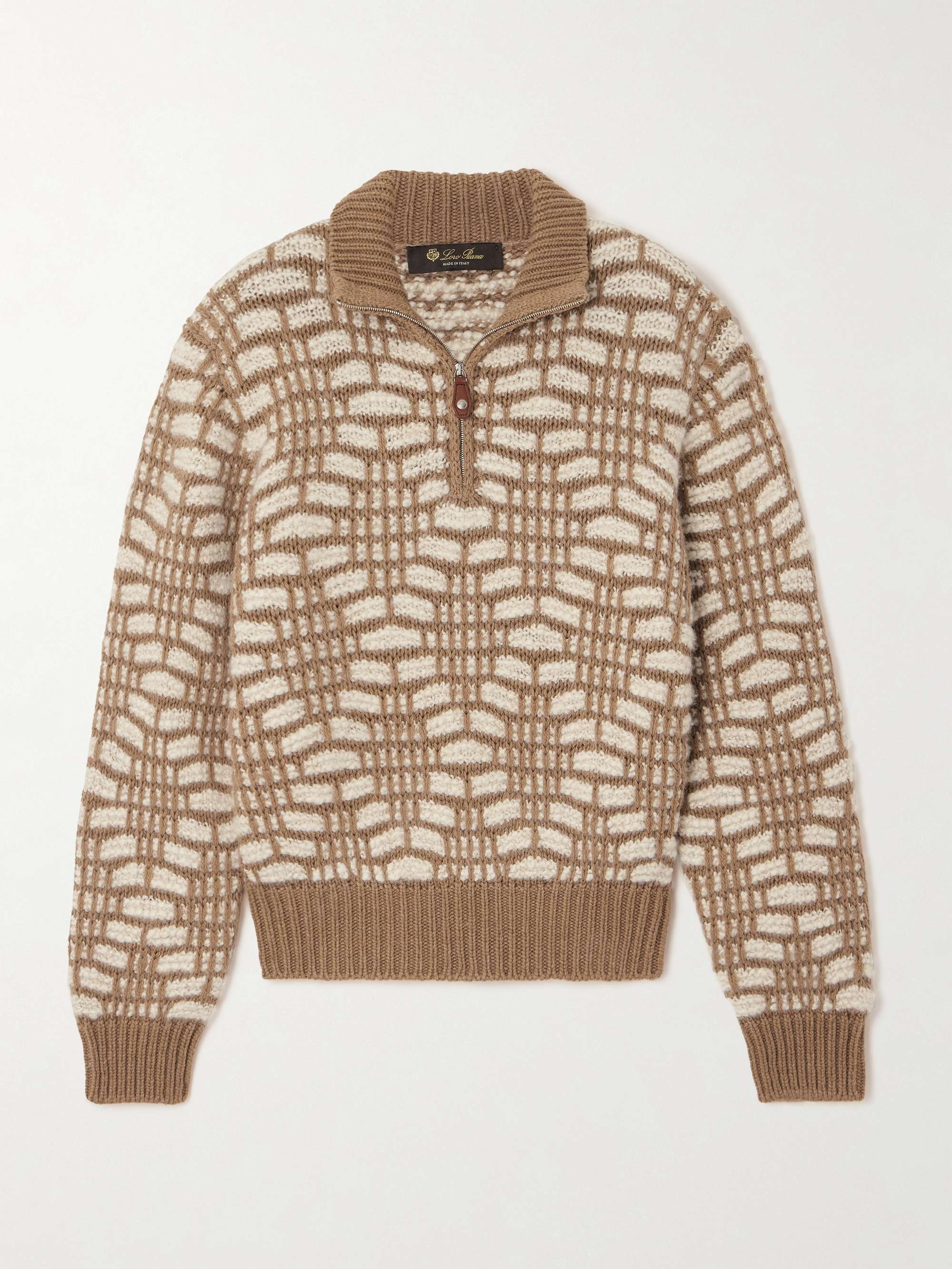 Jacquard-knit camel hair sweater view