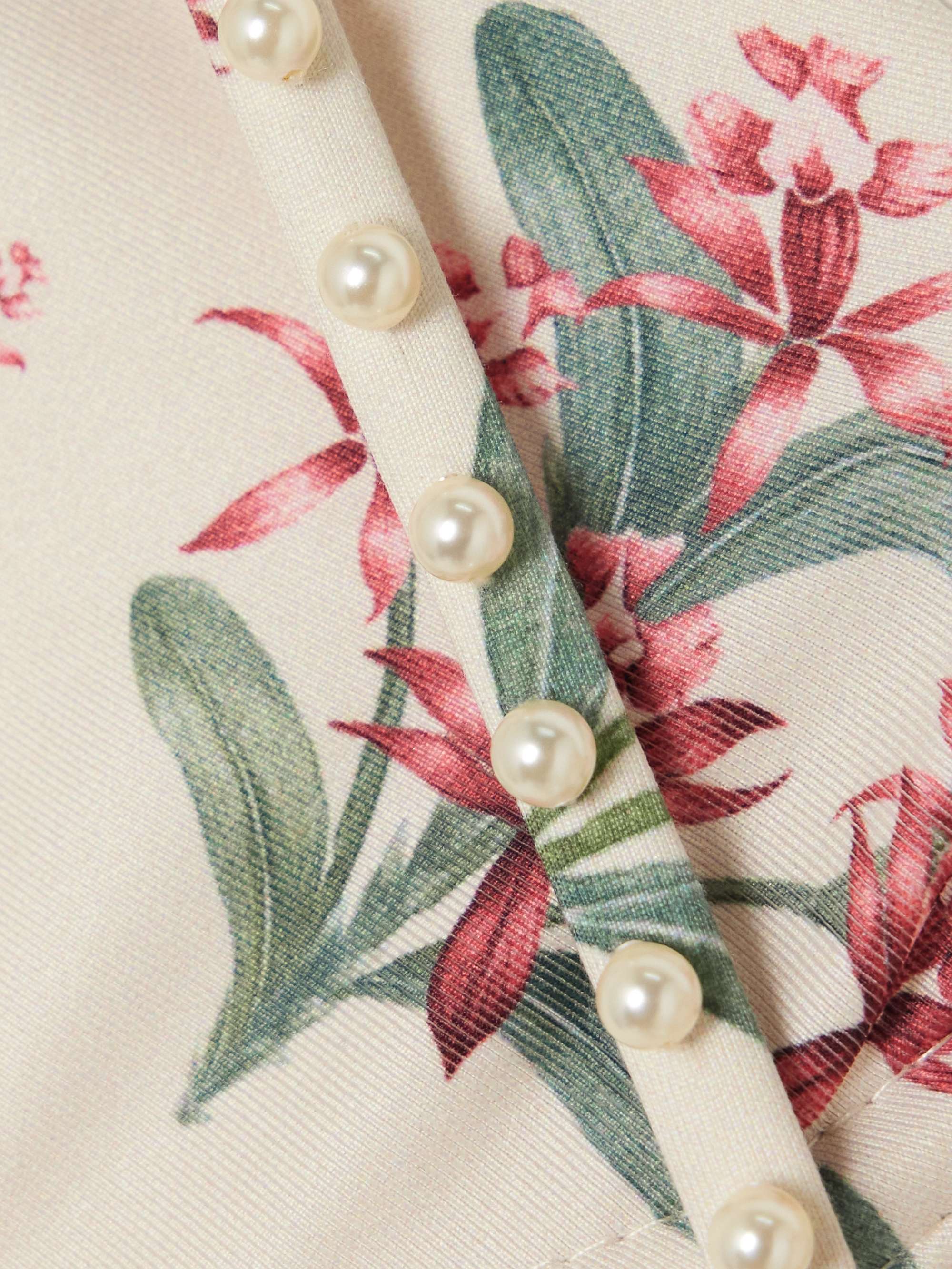 Magdalena Orquidea faux pearl-embellished floral-print recycled underwired bikini top view