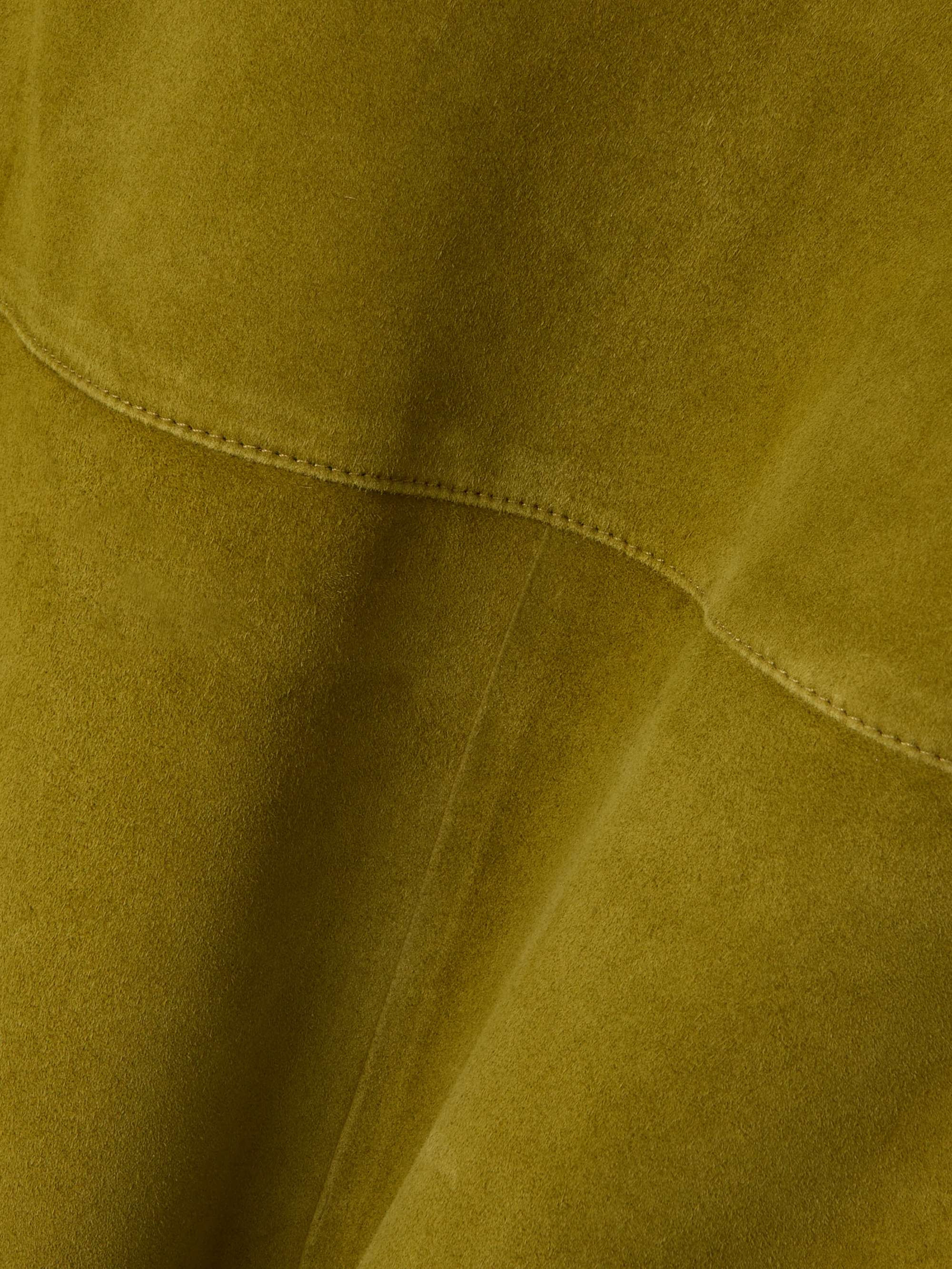 Pleated paneled suede midi skirt view