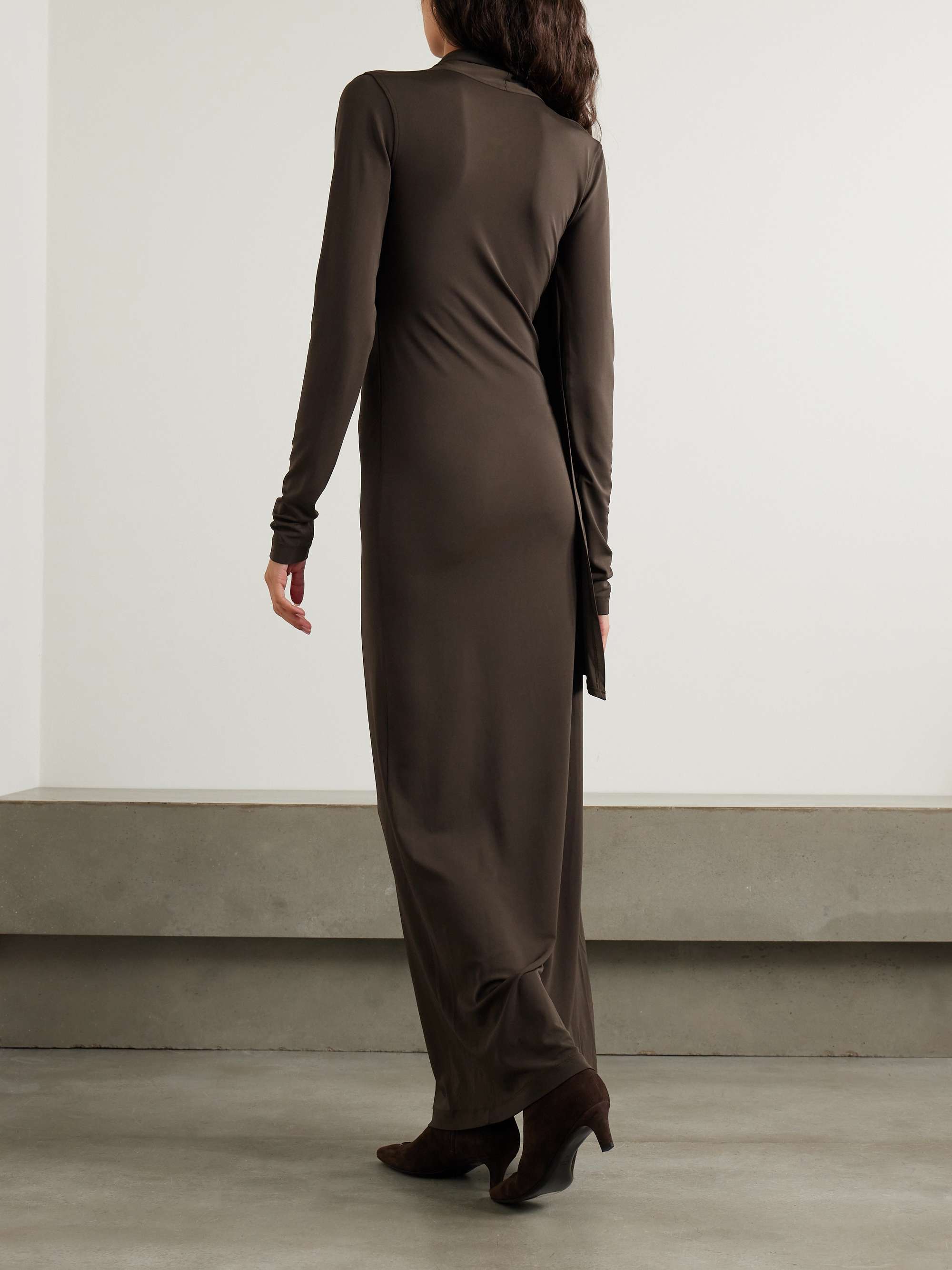 Wrap-effect draped stretch-jersey maxi dress view