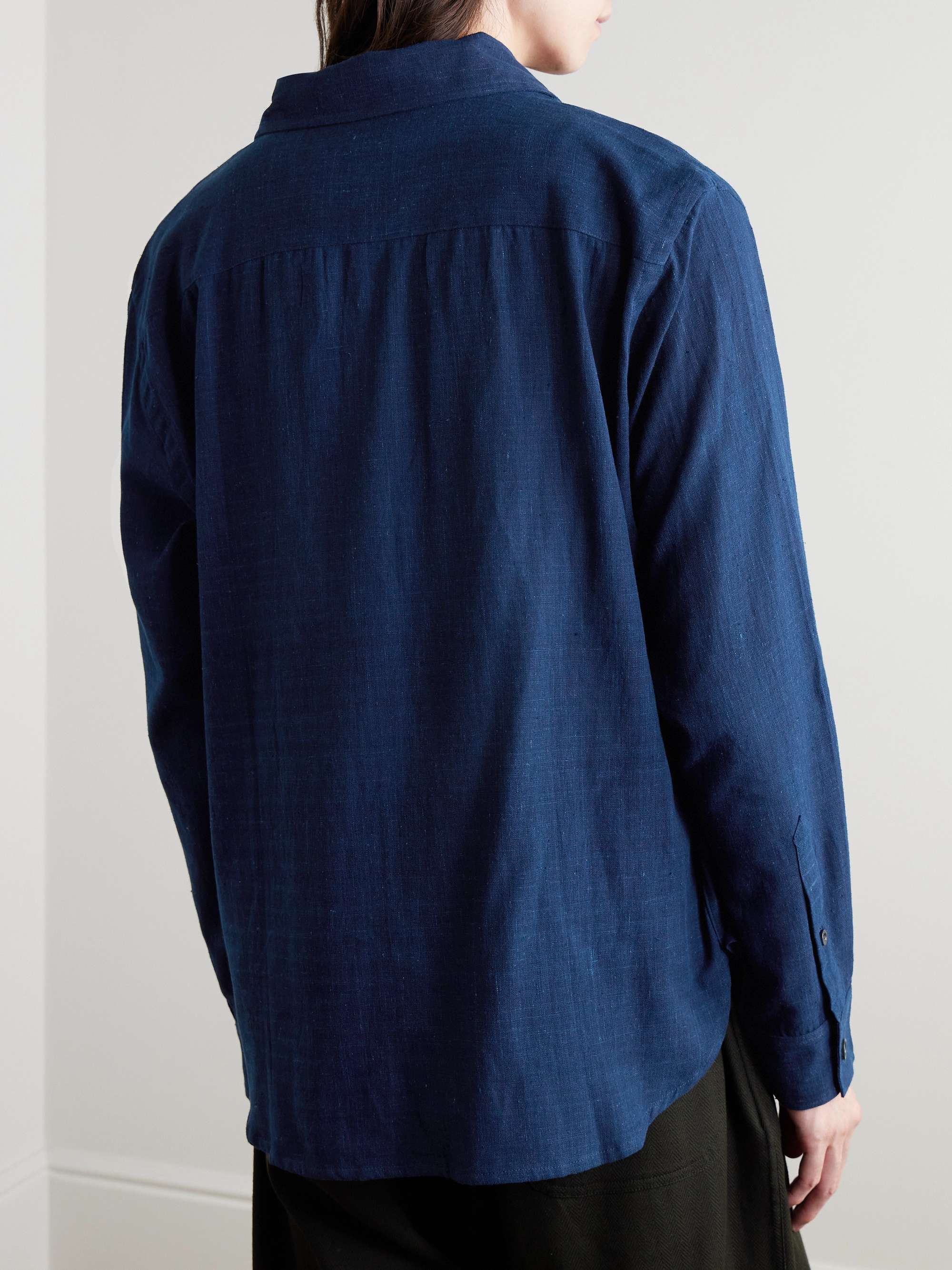 Luis Embroidered Indigo-Dyed Cotton Shirt view