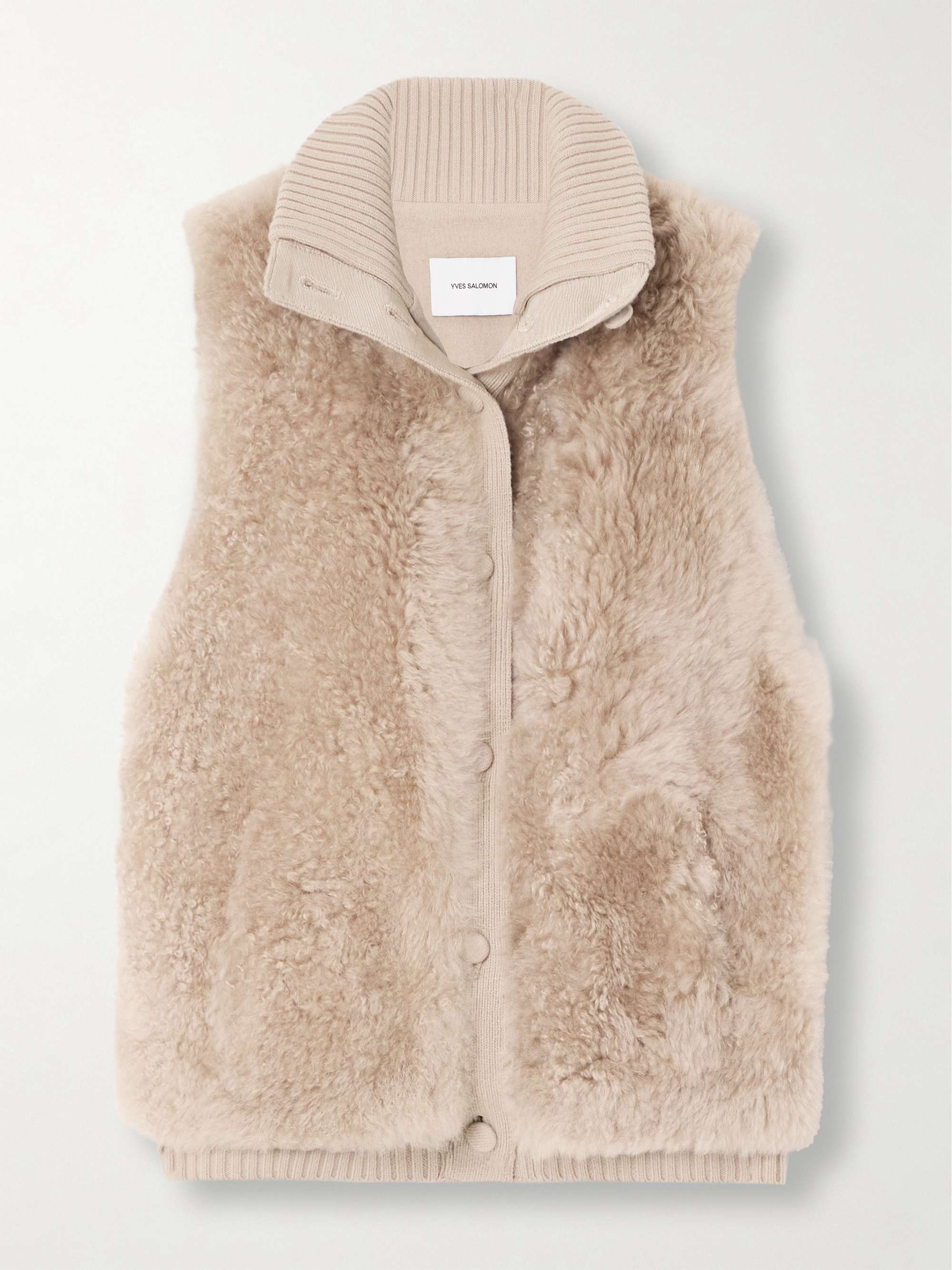 Wool-trimmed shearling vest view