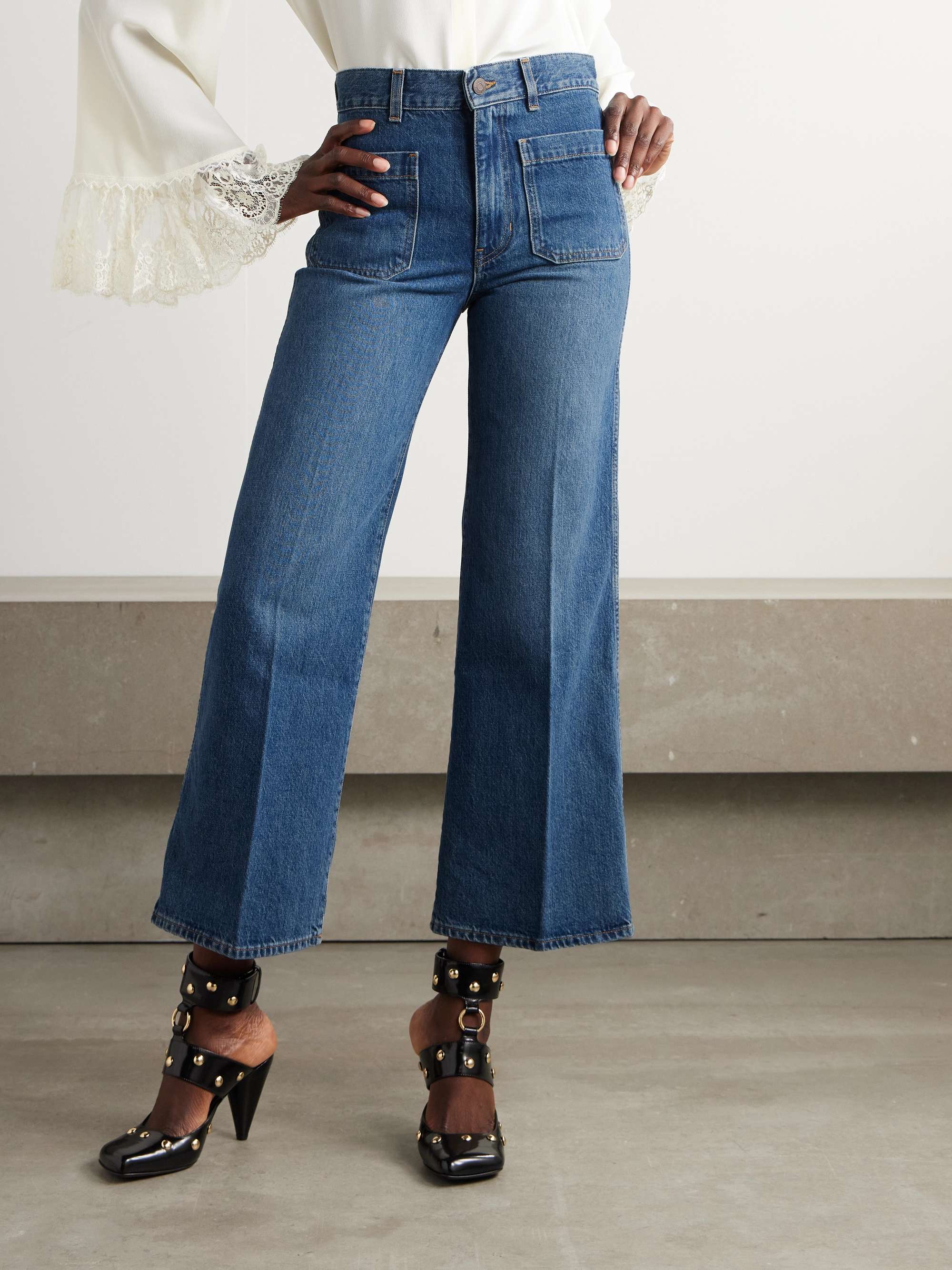 Cropped high-rise bootcut jeans view