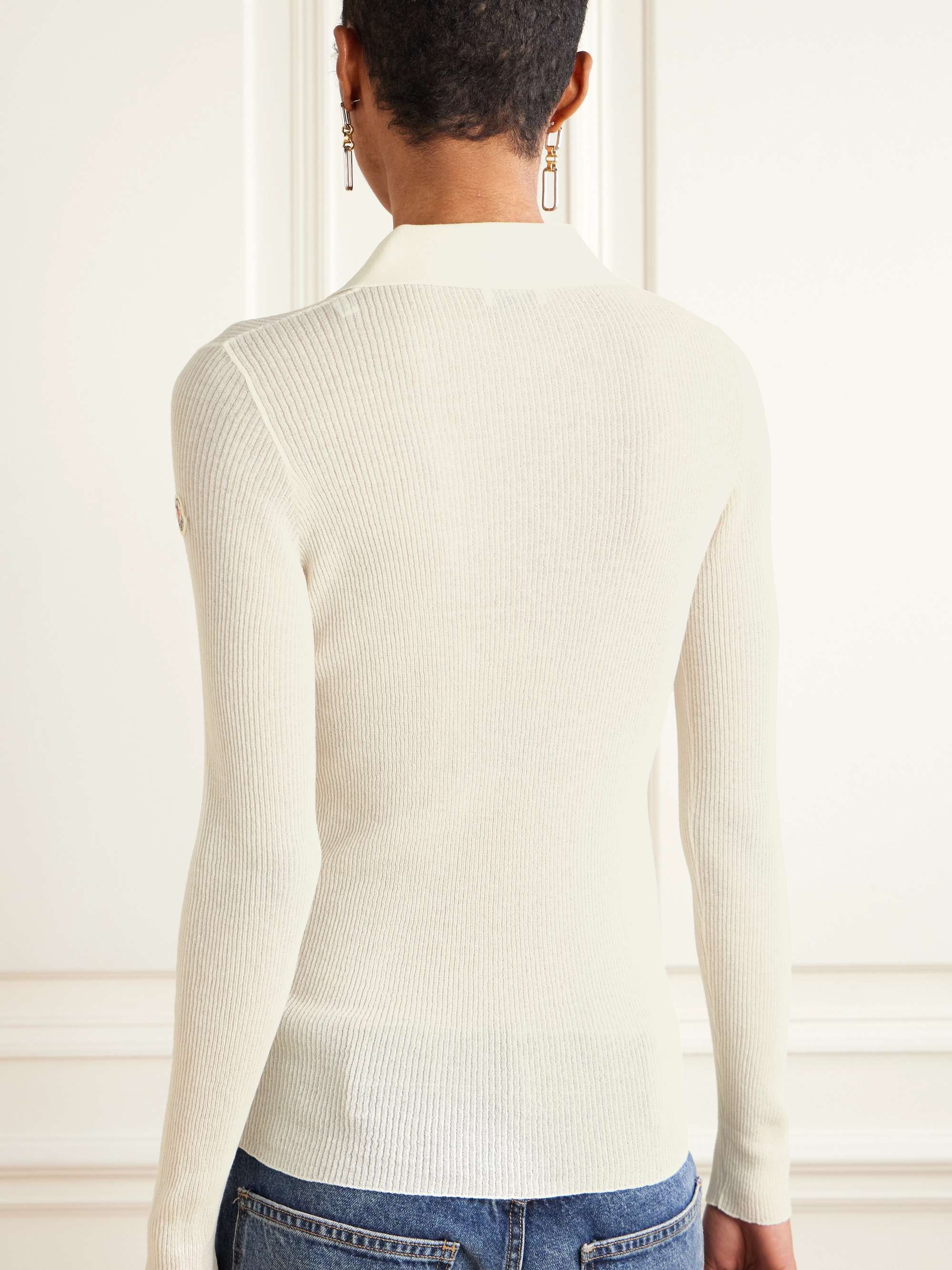 Ribbed cotton-blend polo shirt view