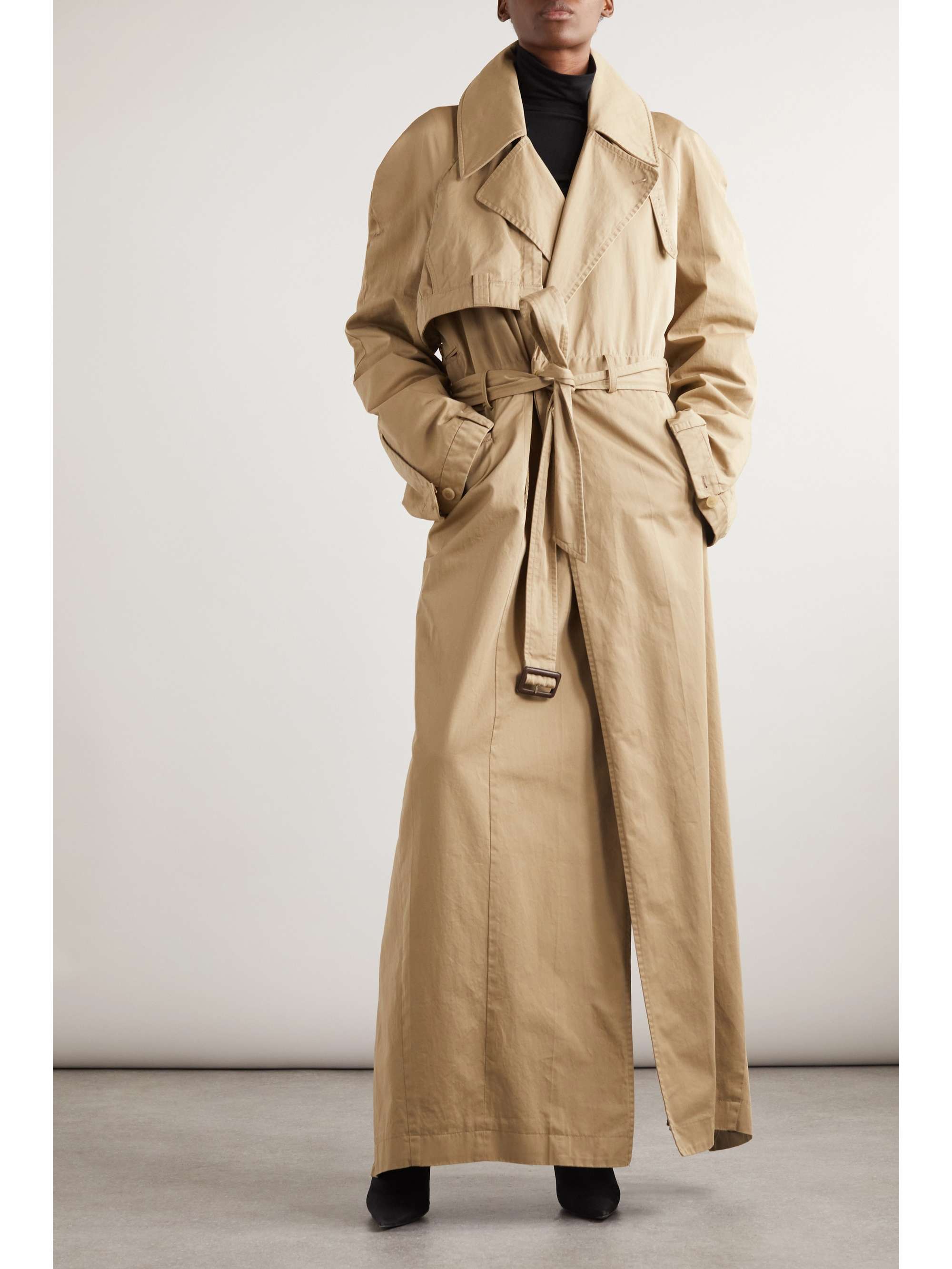 Oversized asymmetric cotton-twill trench coat view