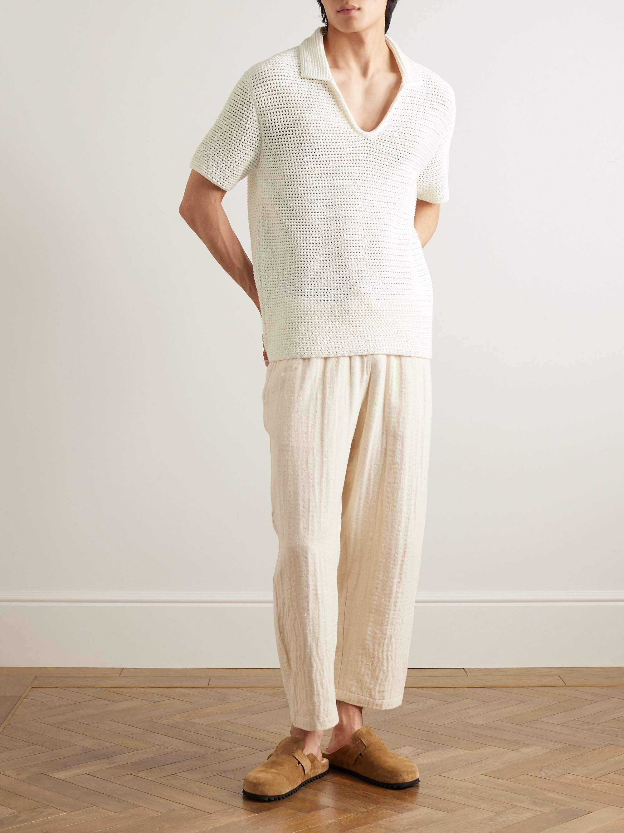 Batten Crocheted Cotton Polo Shirt view
