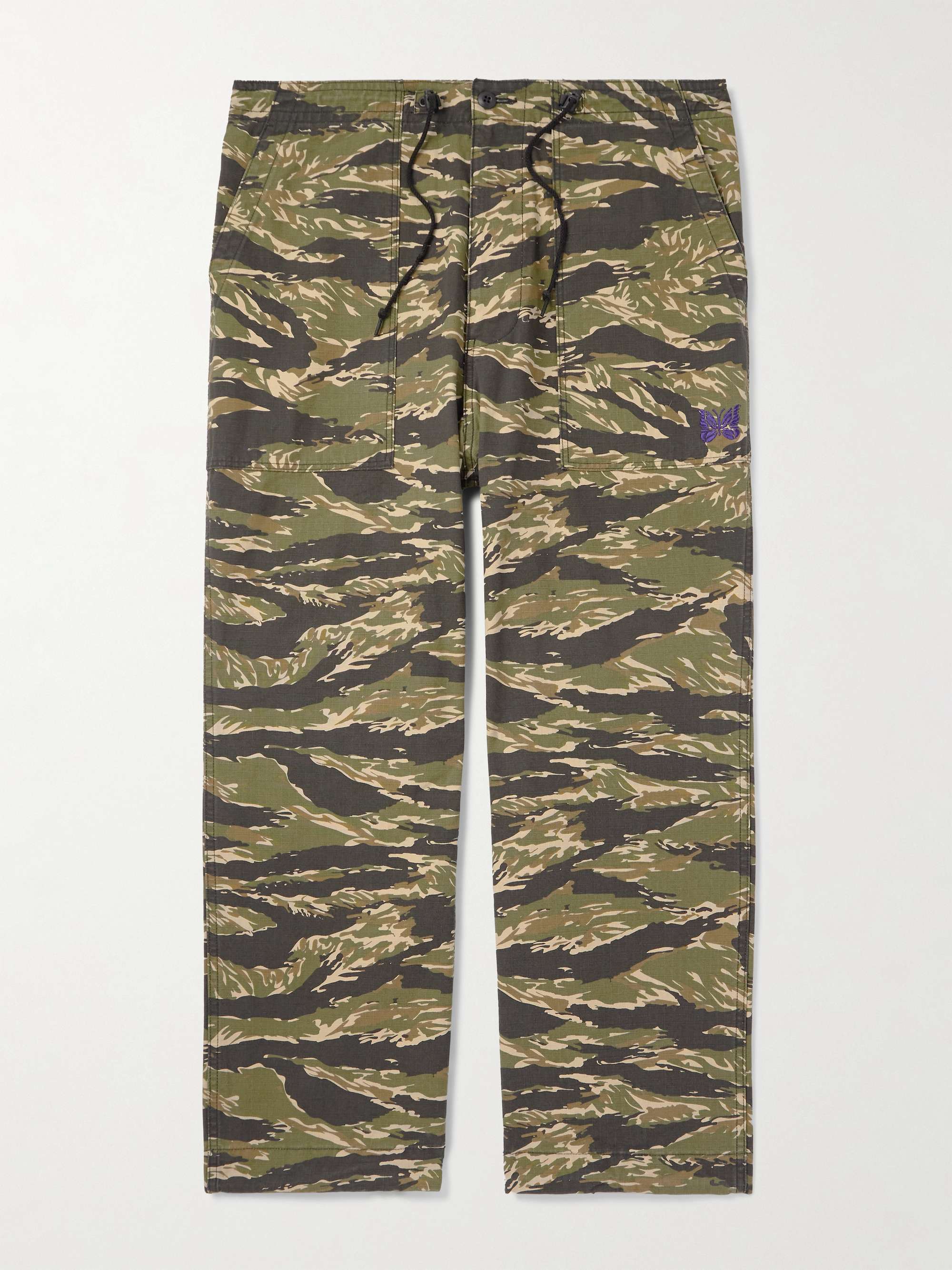 String Fatigue Straight-Leg Camouflage-Print Cotton-Ripstop Drawstring Trousers view