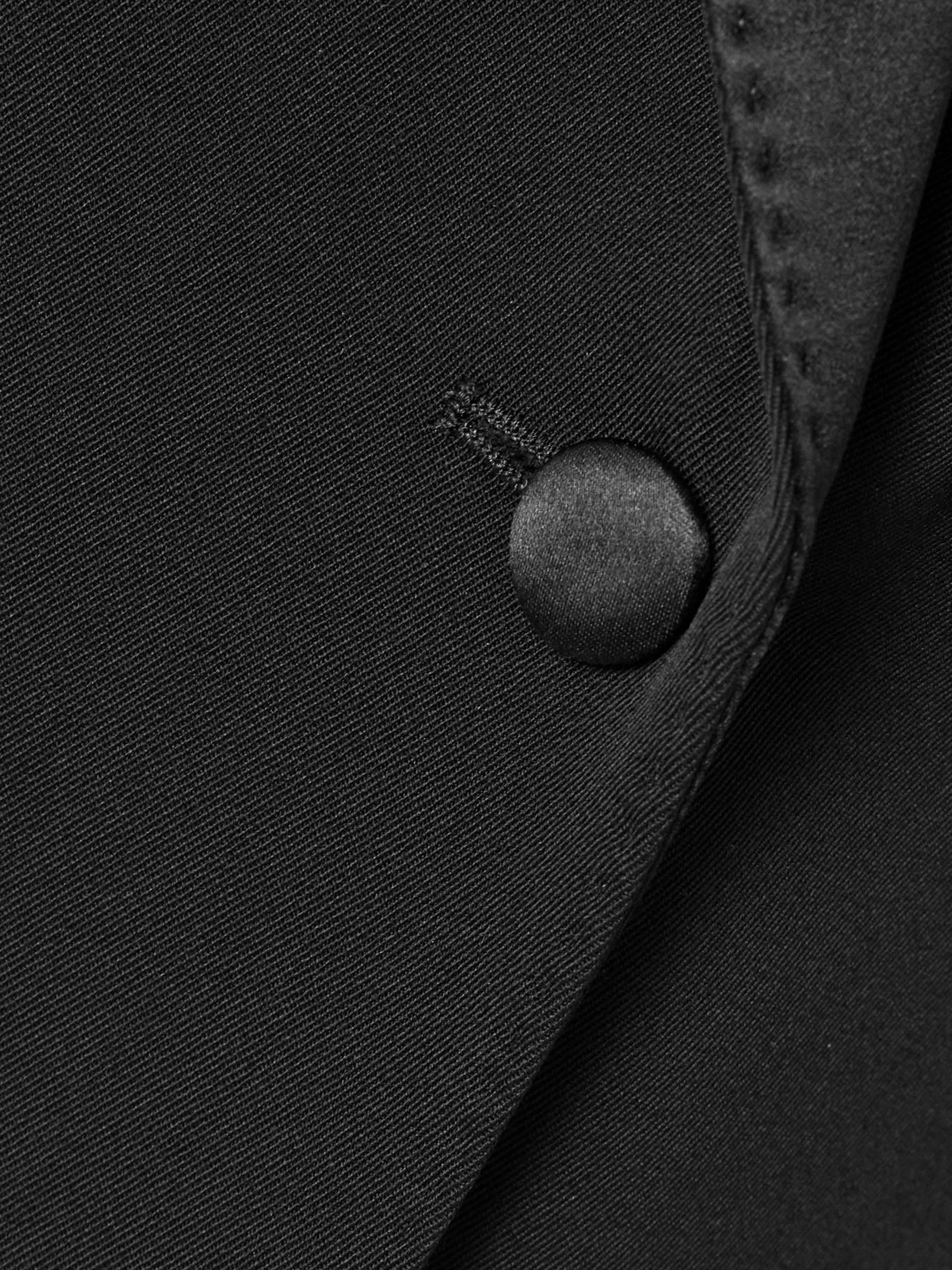 Double-breasted satin-trimmed wool-blend blazer view