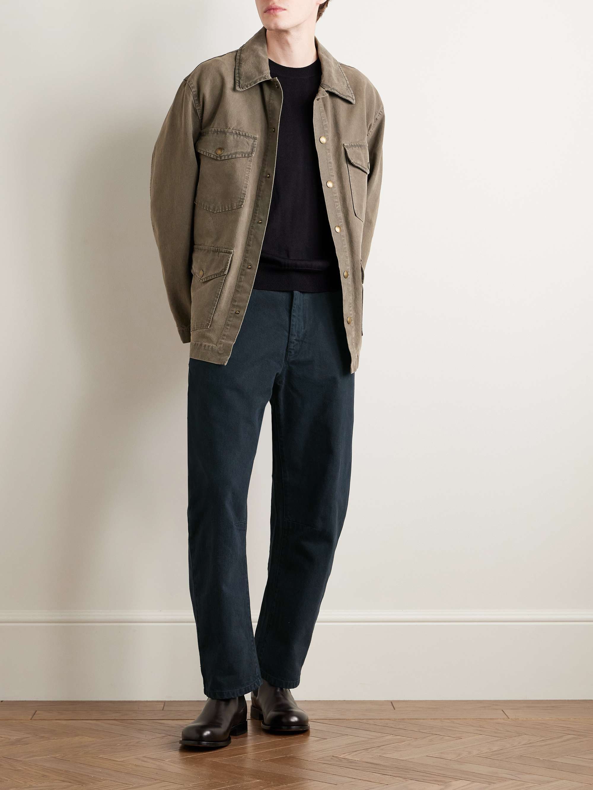 Emir Straight-Leg Cotton-Blend Twill Trousers view