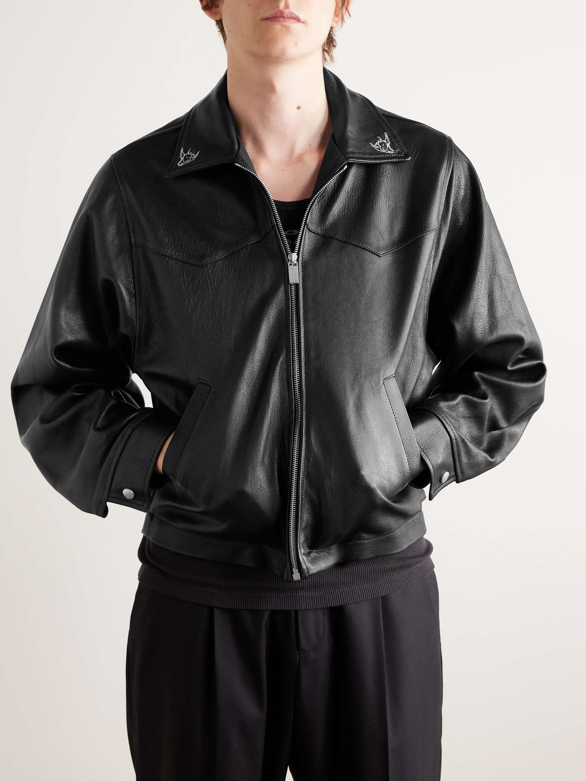 Principe De L'Amour Embroidered Leather Jacket view