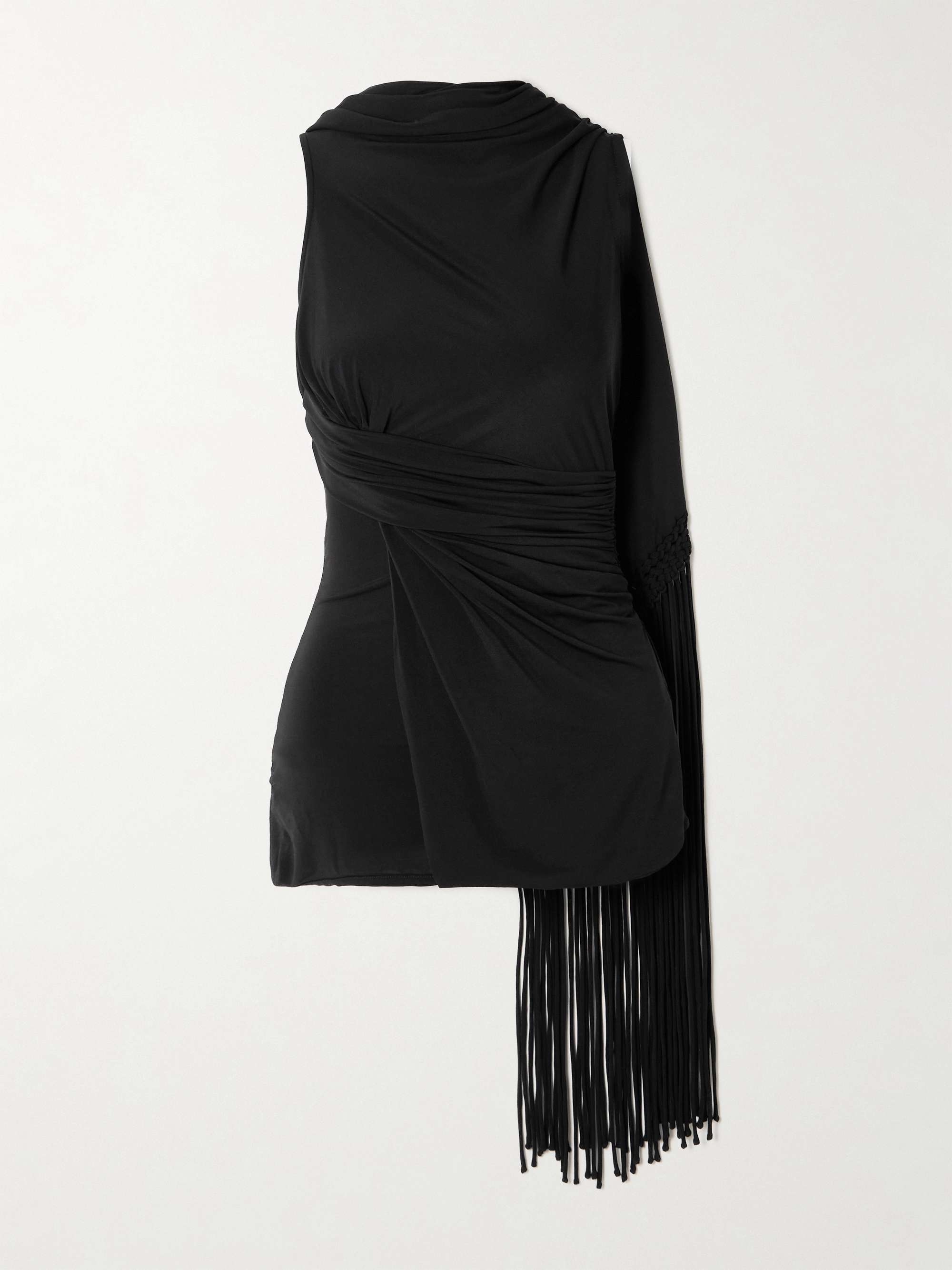 Laon macramé-trimmed draped gathered stretch-jersey top view