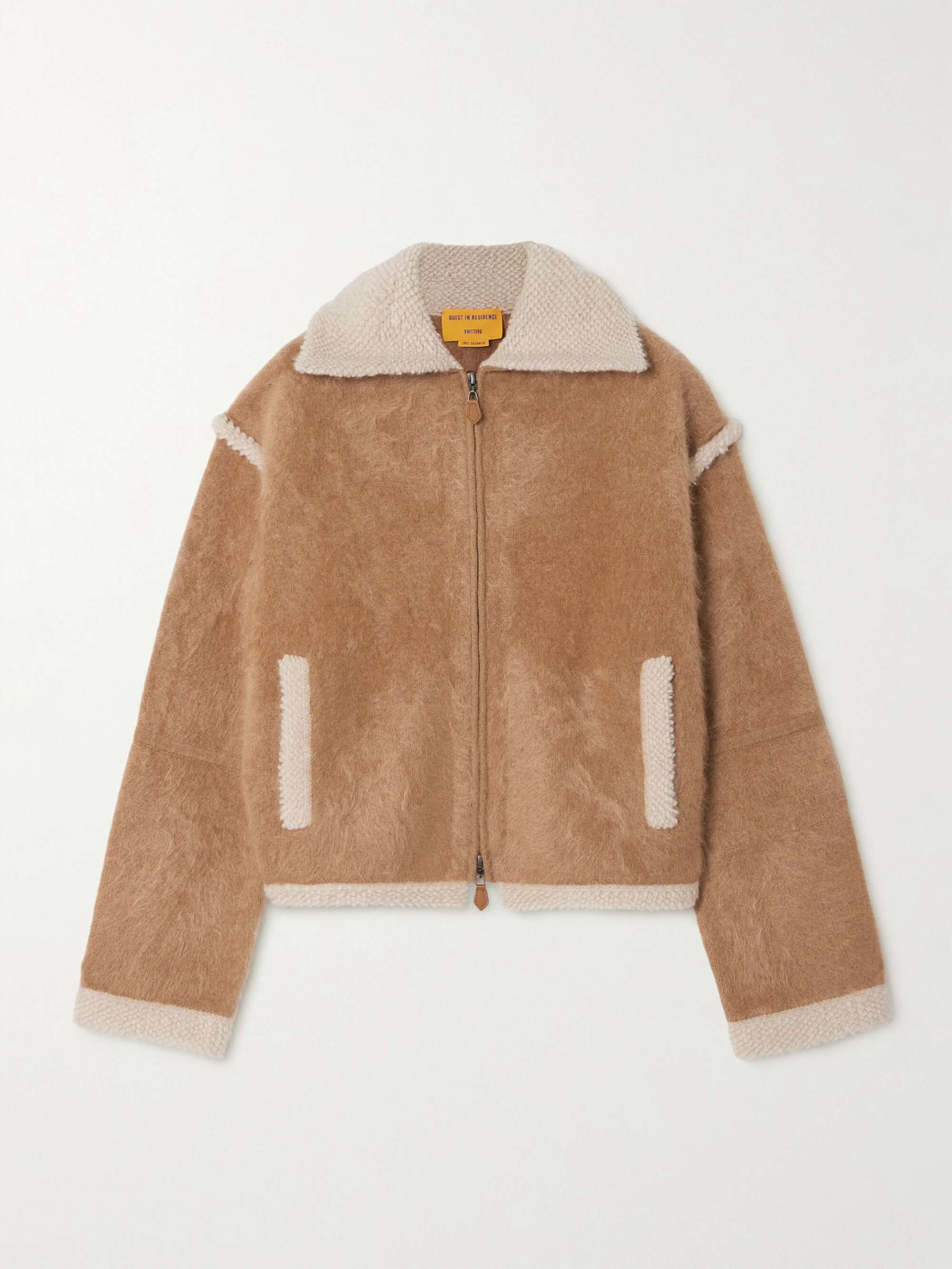 Grizzly bouclé-trimmed cashmere jacket view