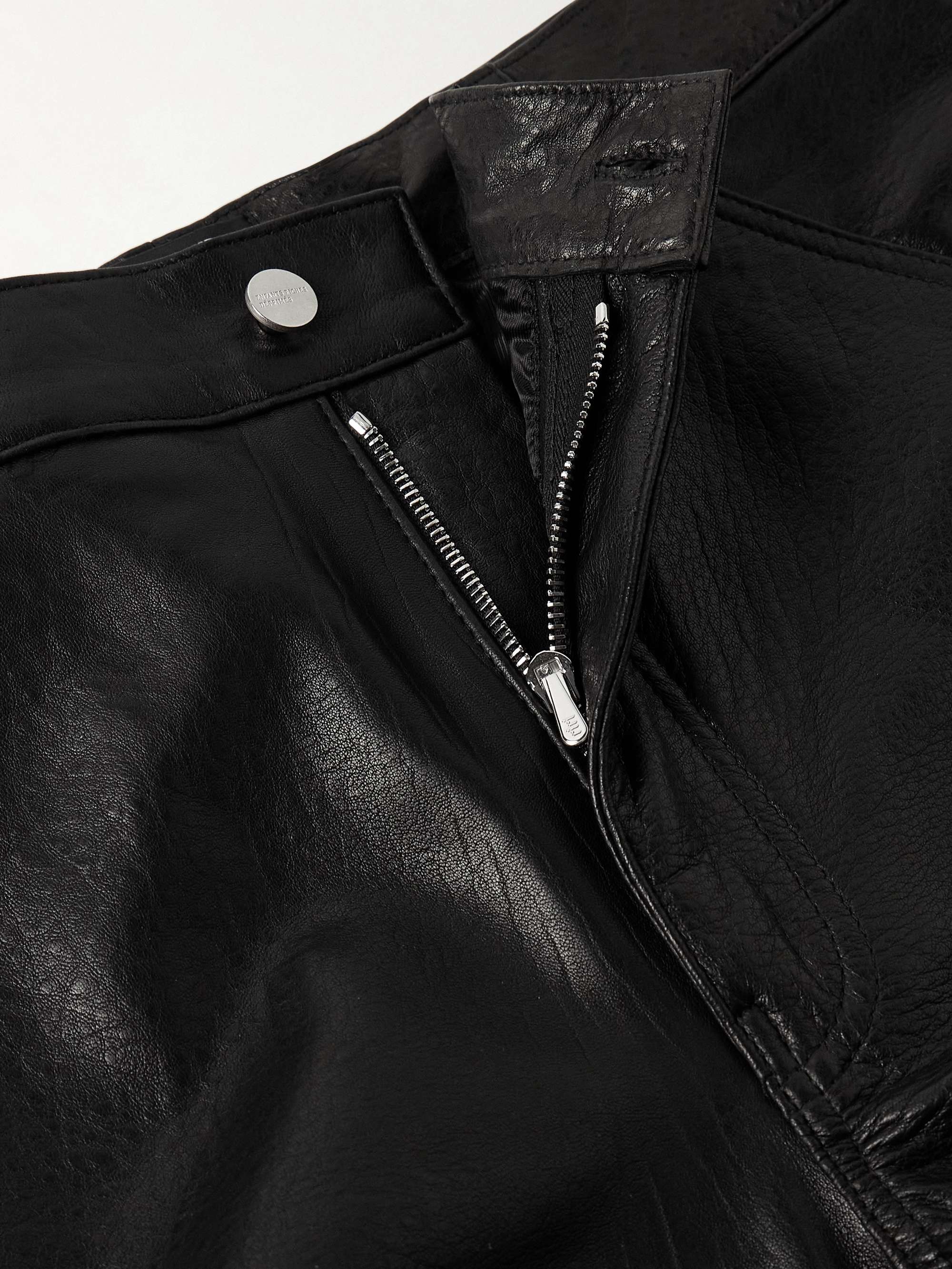 Panelled Straight-Leg Leather Trousers view