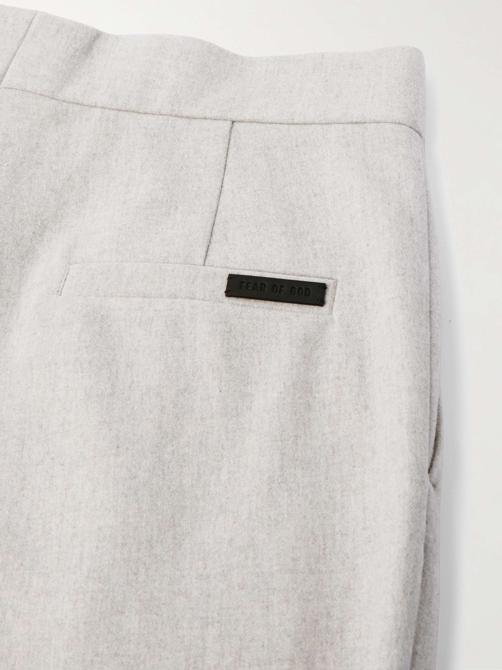 Wide-Leg Pleated Virgin Wool-Blend Flannel Trousers view