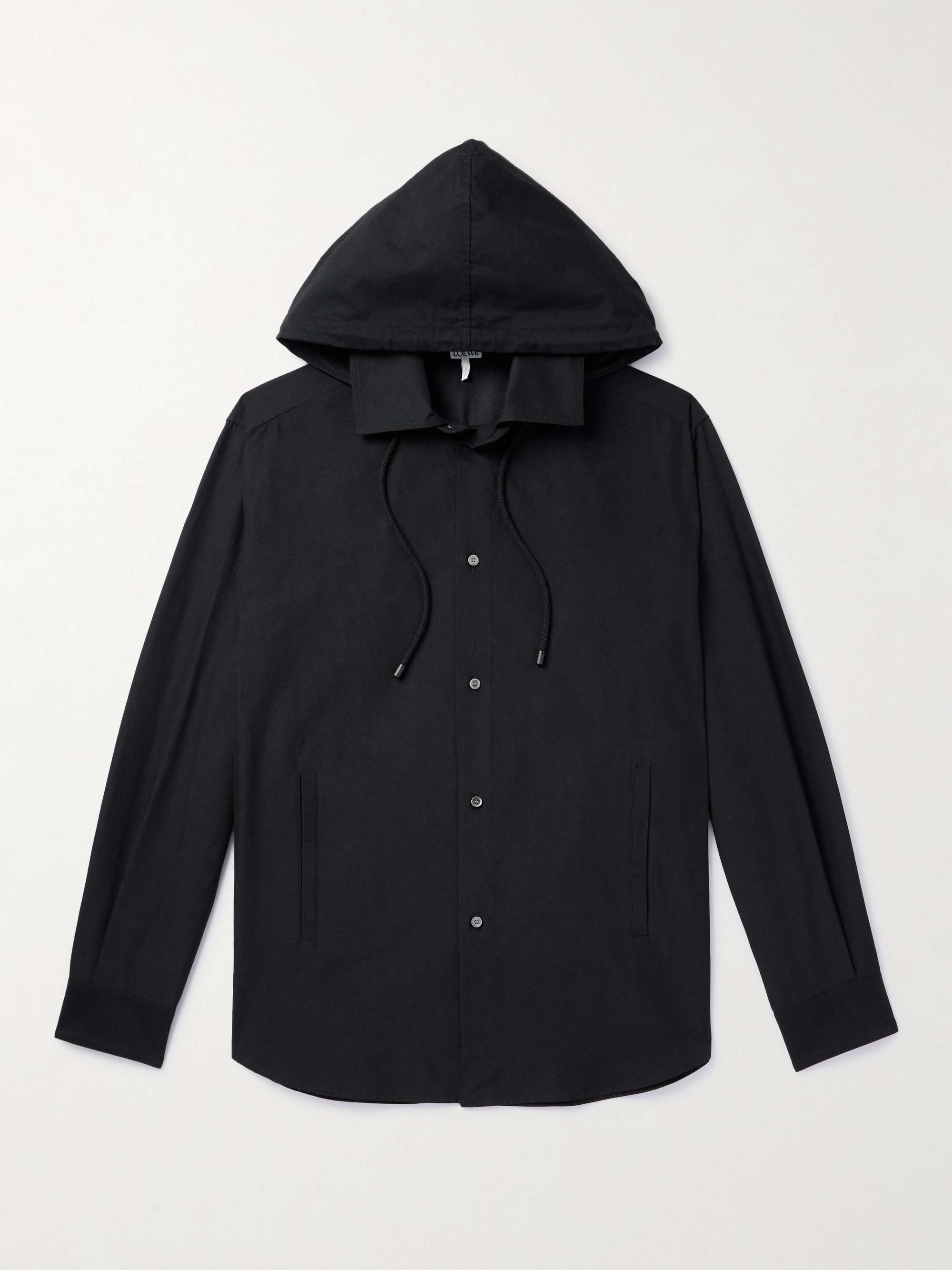 Cotton-Jacquard Hooded Overshirt view