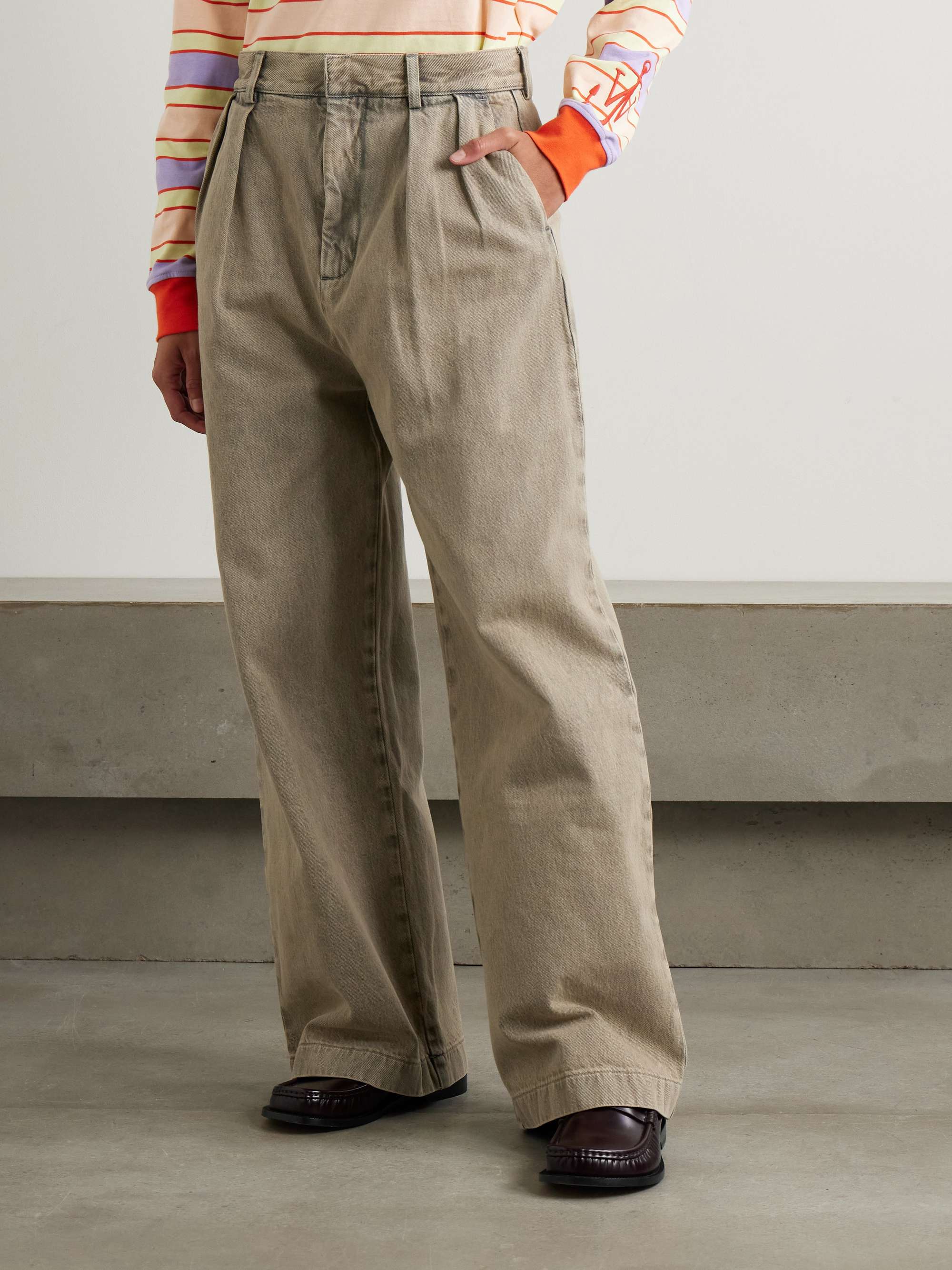 Bleached high-rise wide-leg jeans view