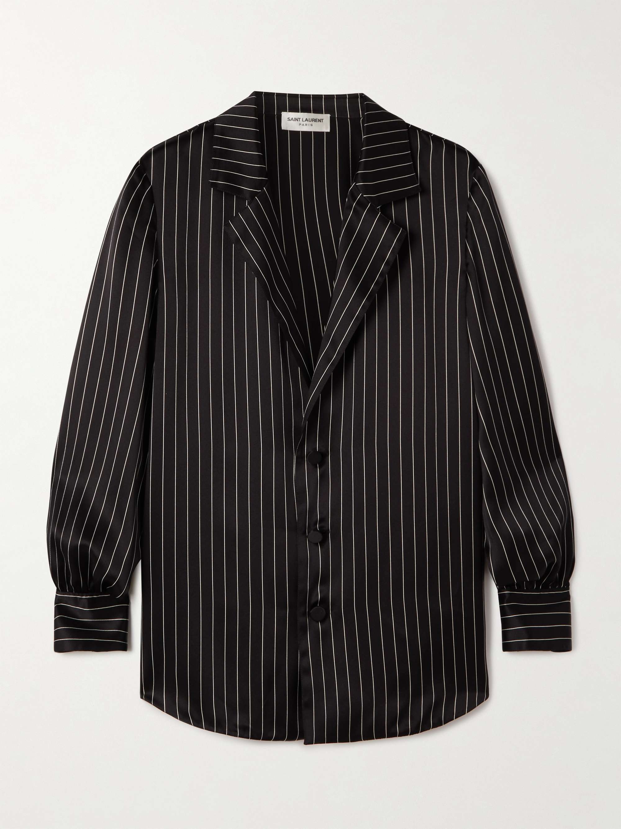 Striped silk-satin shirt view