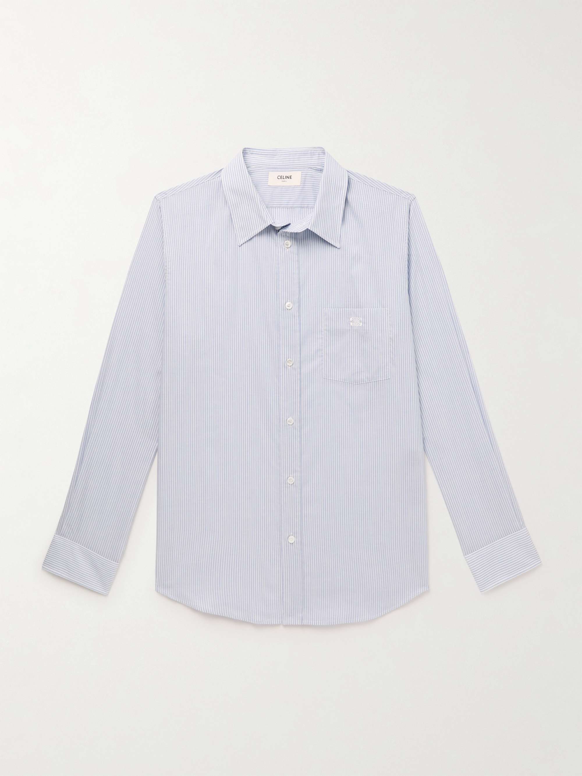 Logo-Embroidered Striped Cotton-Voile Shirt view