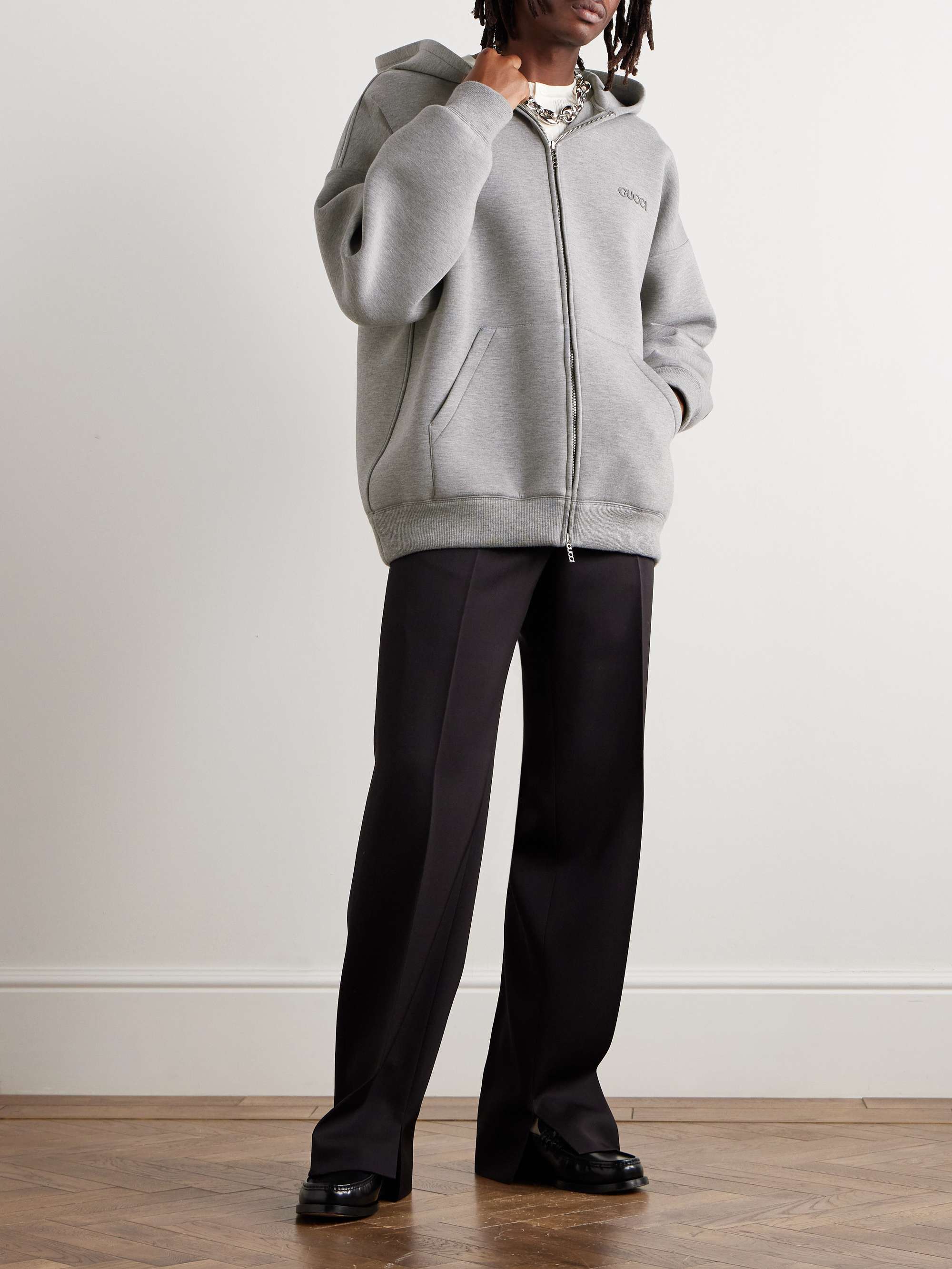 Logo-Appliquéd Jersey Zip-Up Hoodie view