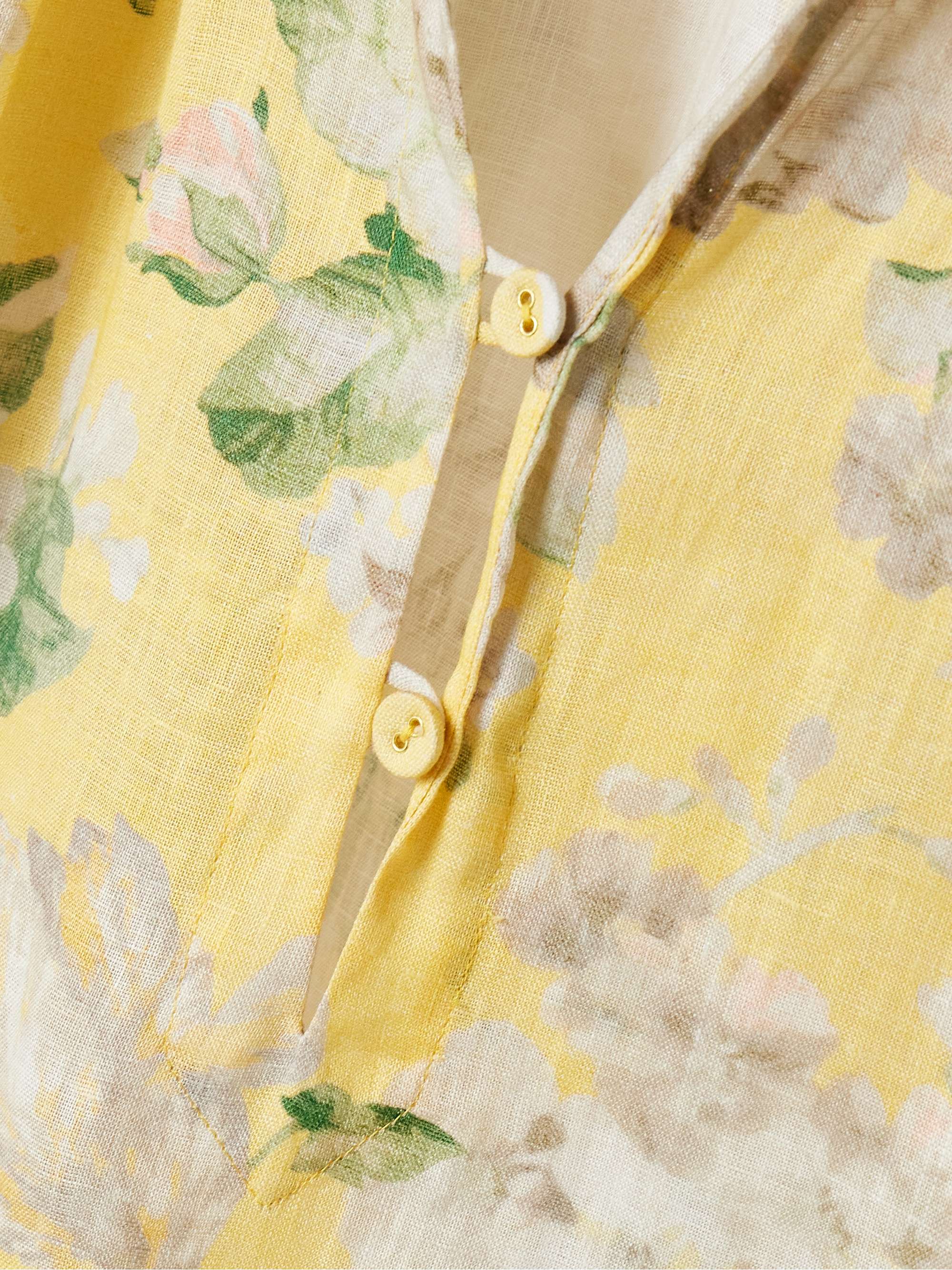 Acacia tie-neck broderie anglaise-trimmed floral-print linen mini dress view