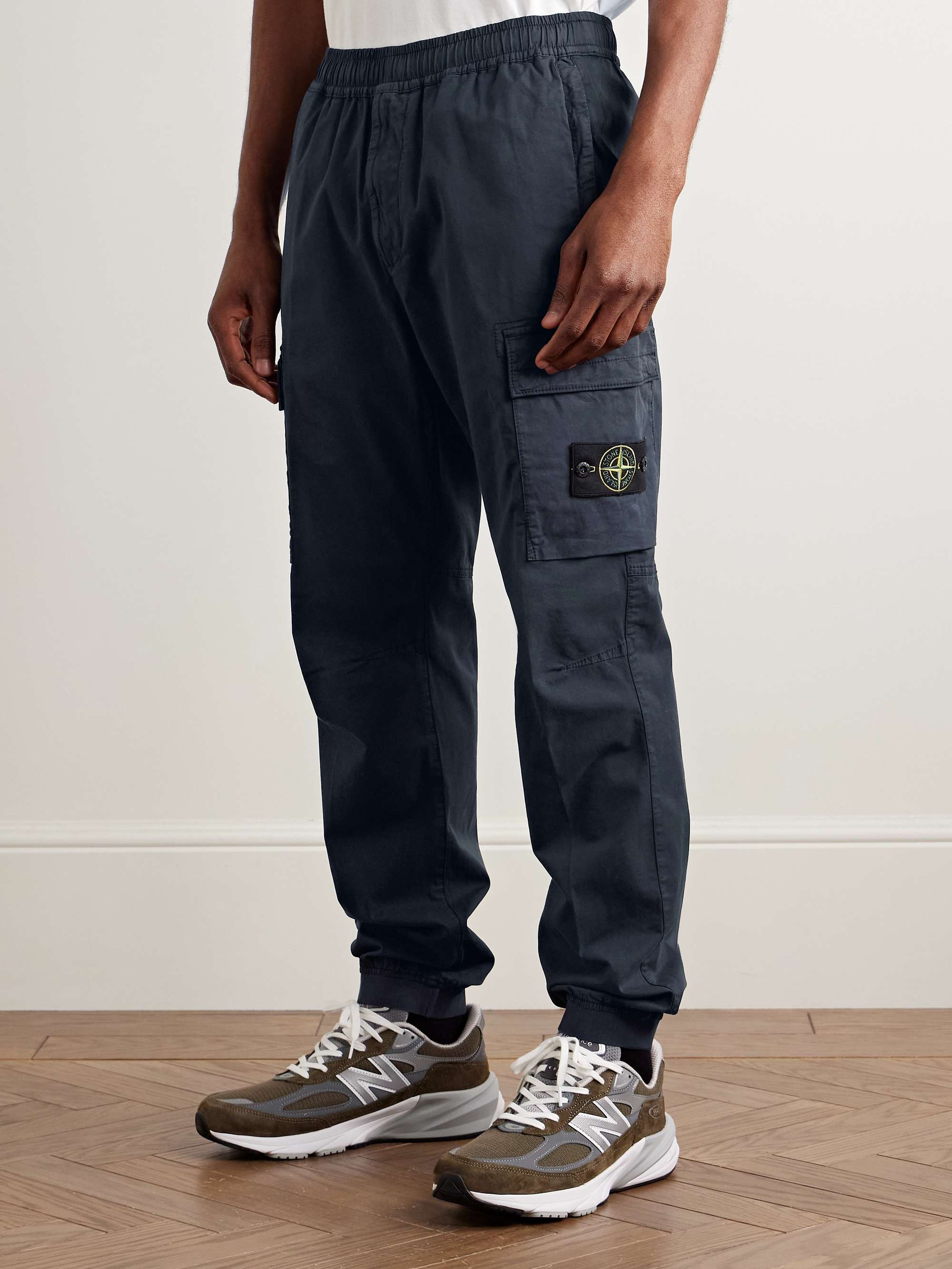 Tapered Garment-Dyed Cotton-Blend Twill Cargo Trousers view