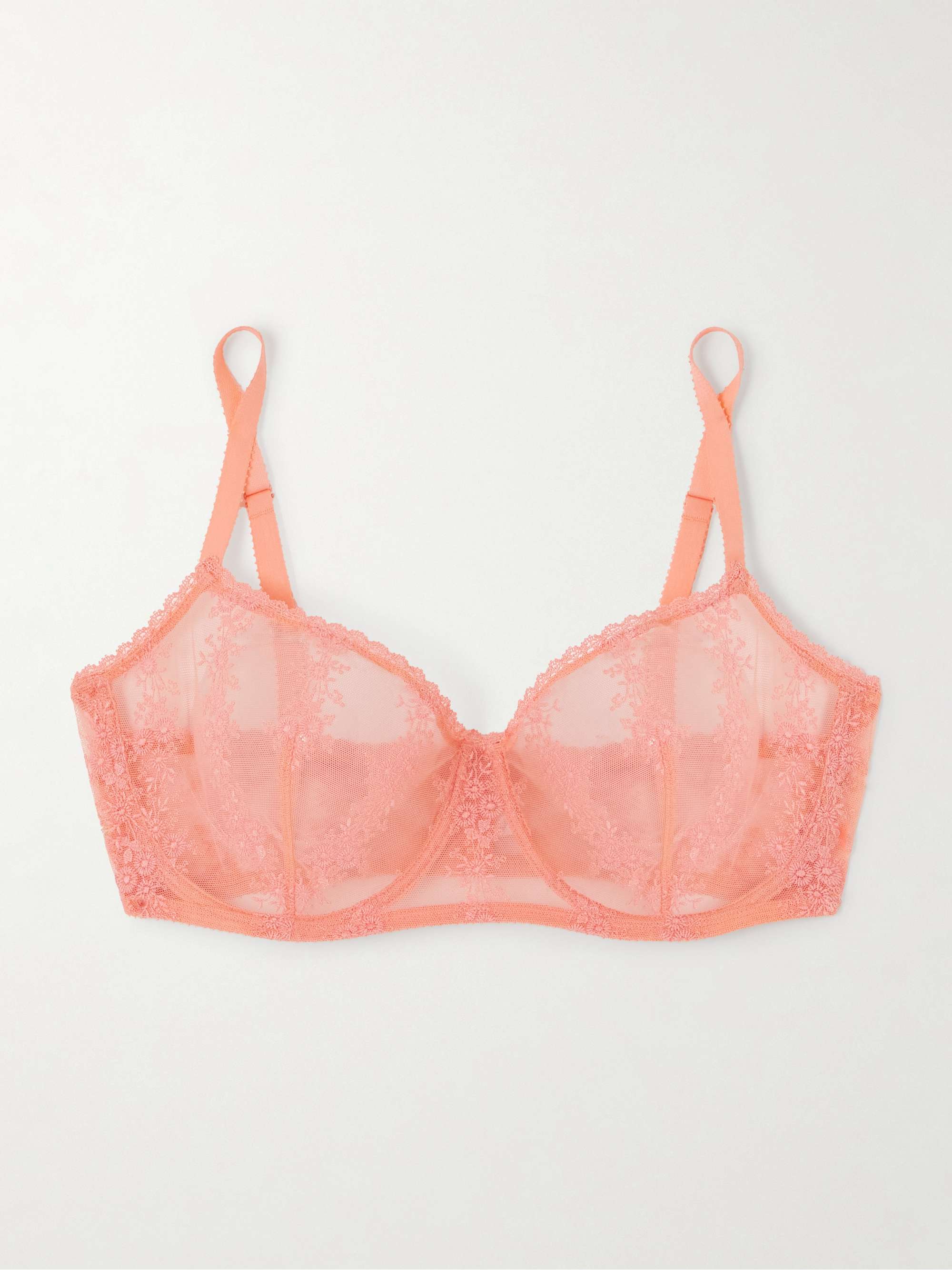 Fleur du Sel embroidered stretch-tulle underwired soft-cup bra view