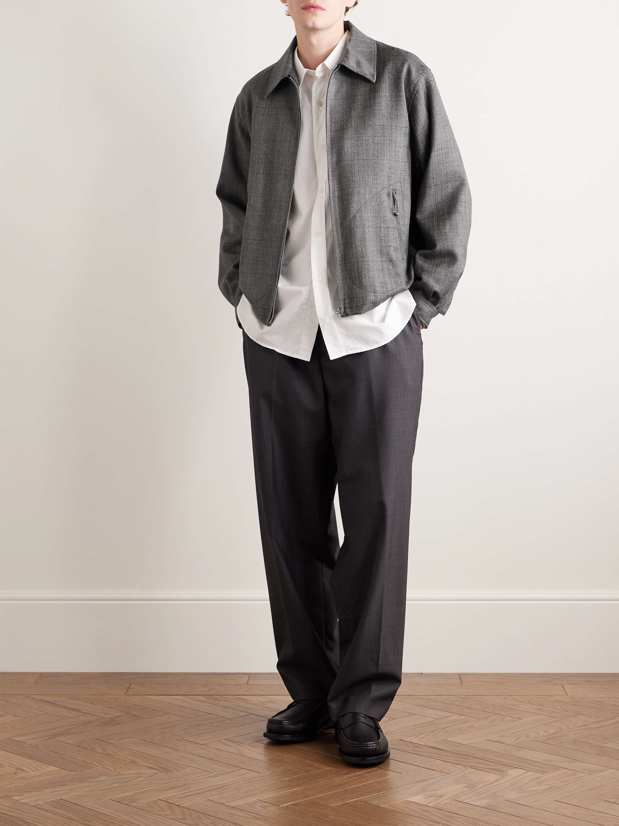 Checked Wool-Gabardine Blouson Jacket view