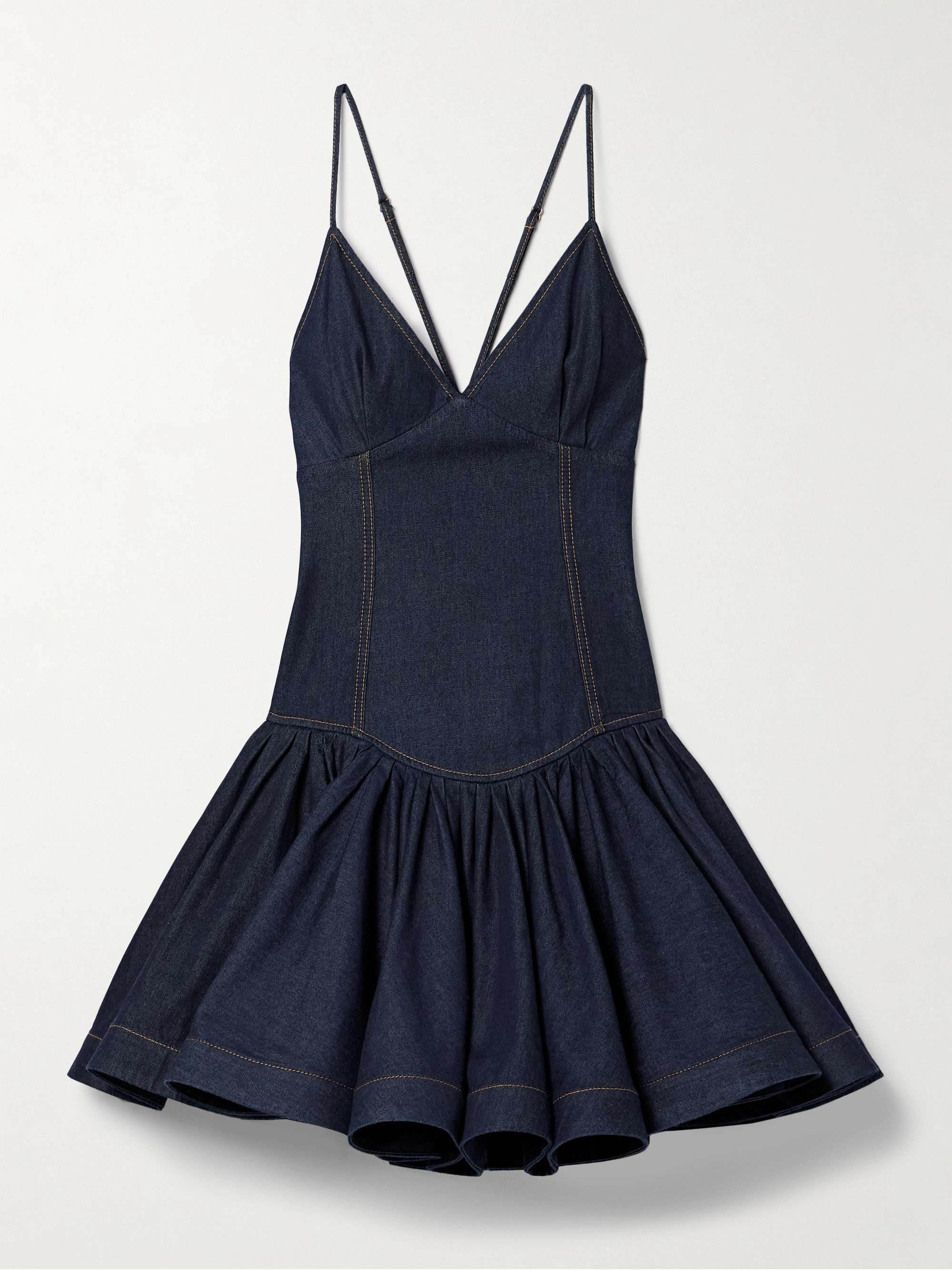 Crush gathered denim mini dress view