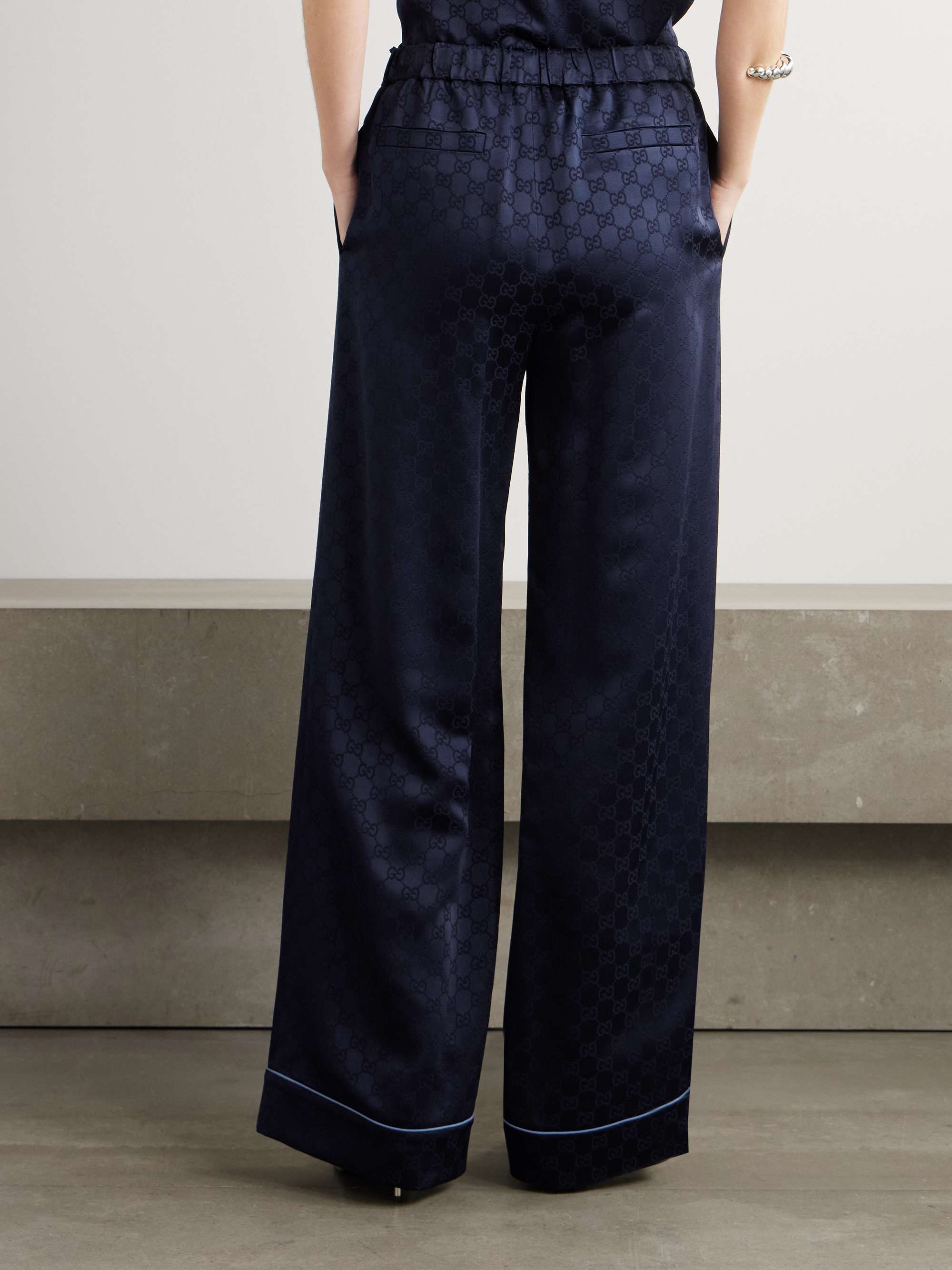 Satin-jacquard wide-leg pants view