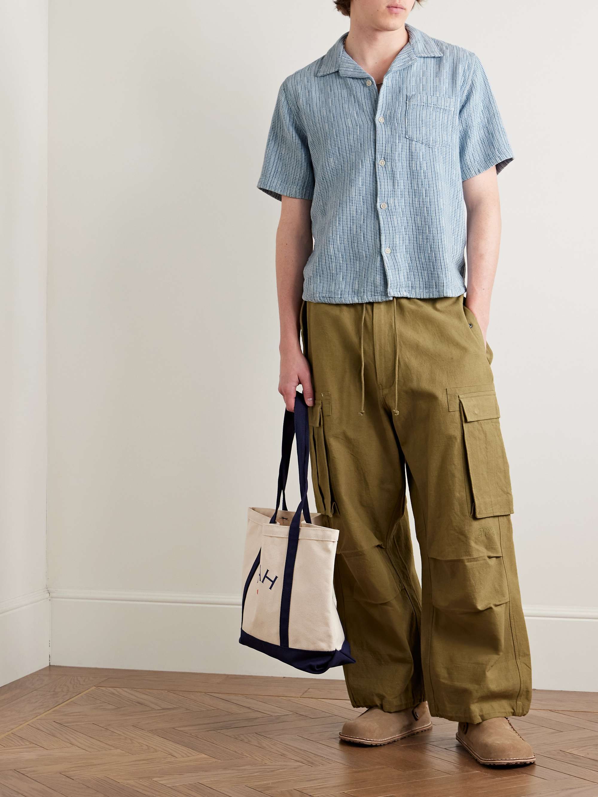 Camp-Collar Textured-Cotton Shirt view