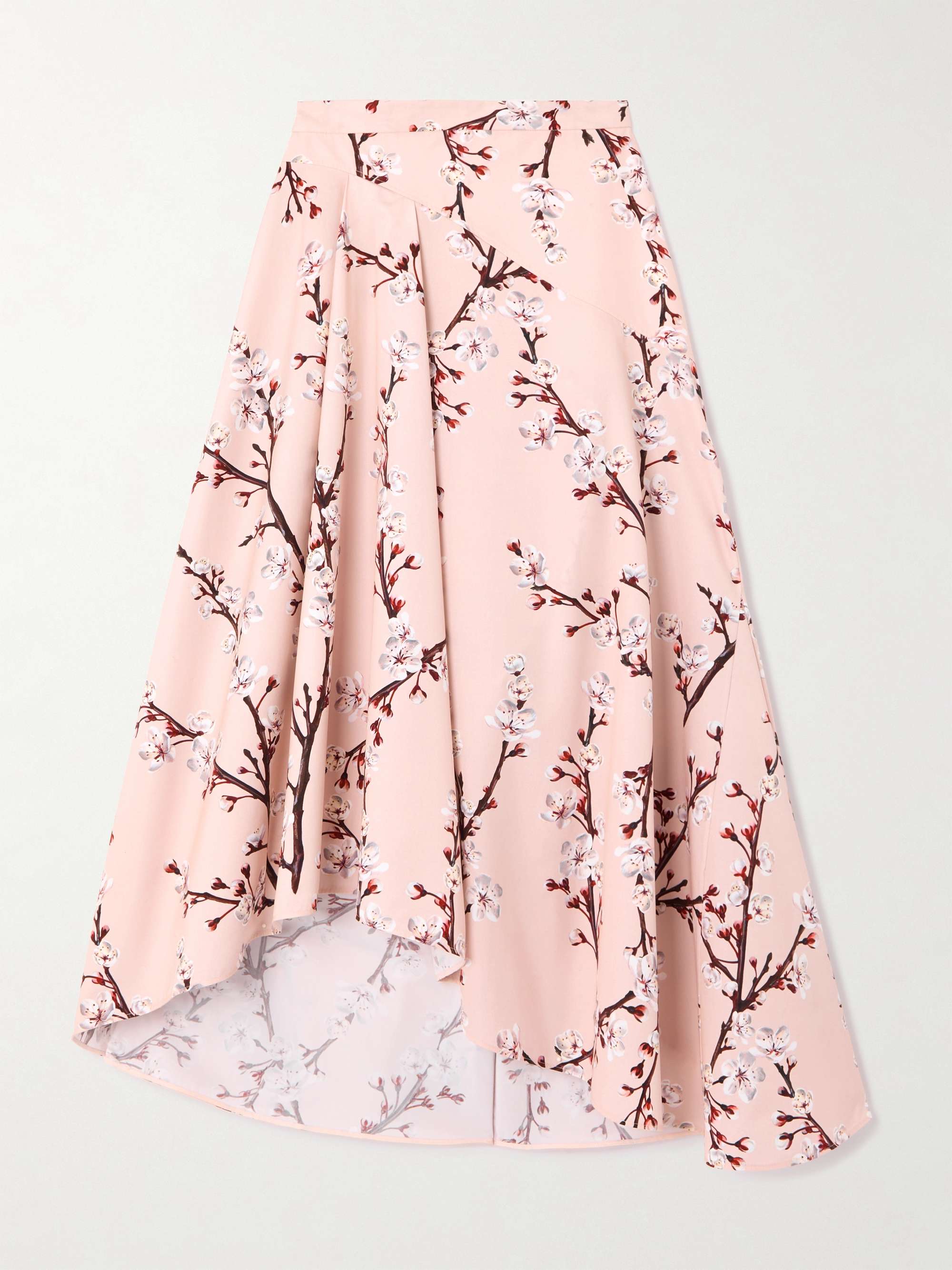 Asymmetric floral-print cotton-poplin skirt view