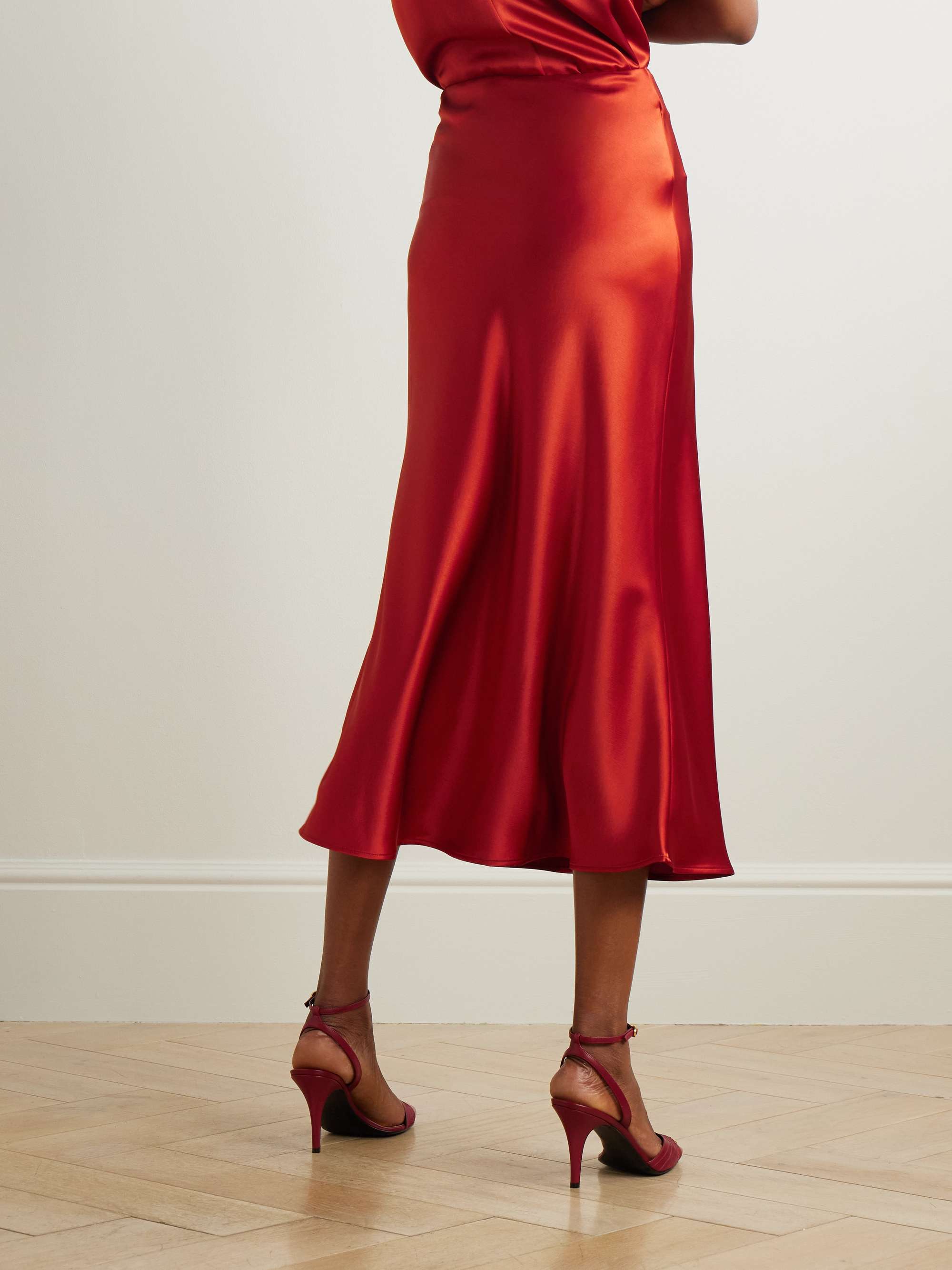 Valletta draped satin midi skirt view