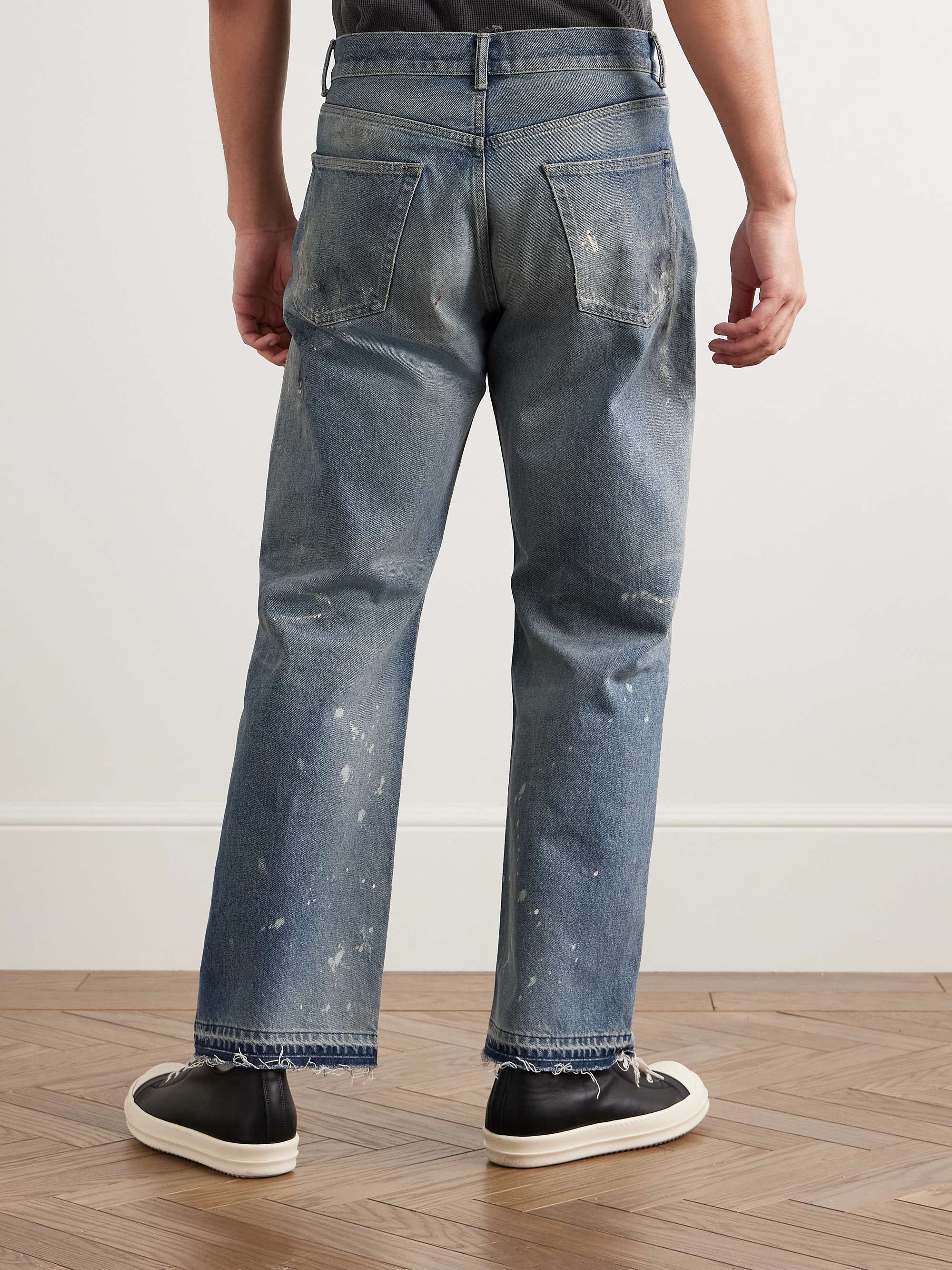 Wyatt Straight-Leg Distressed Paint-Splattered Jeans view