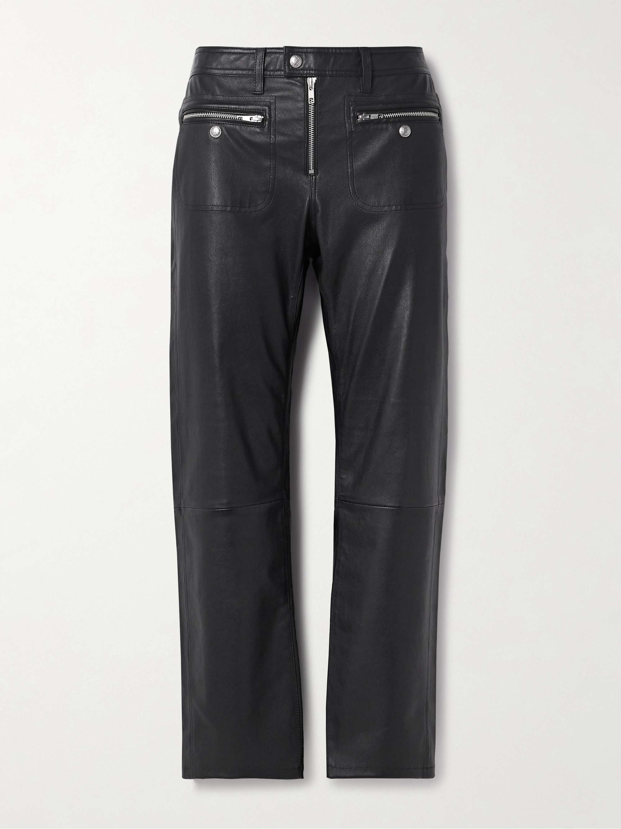 Boy low-rise straight-leg leather pants view