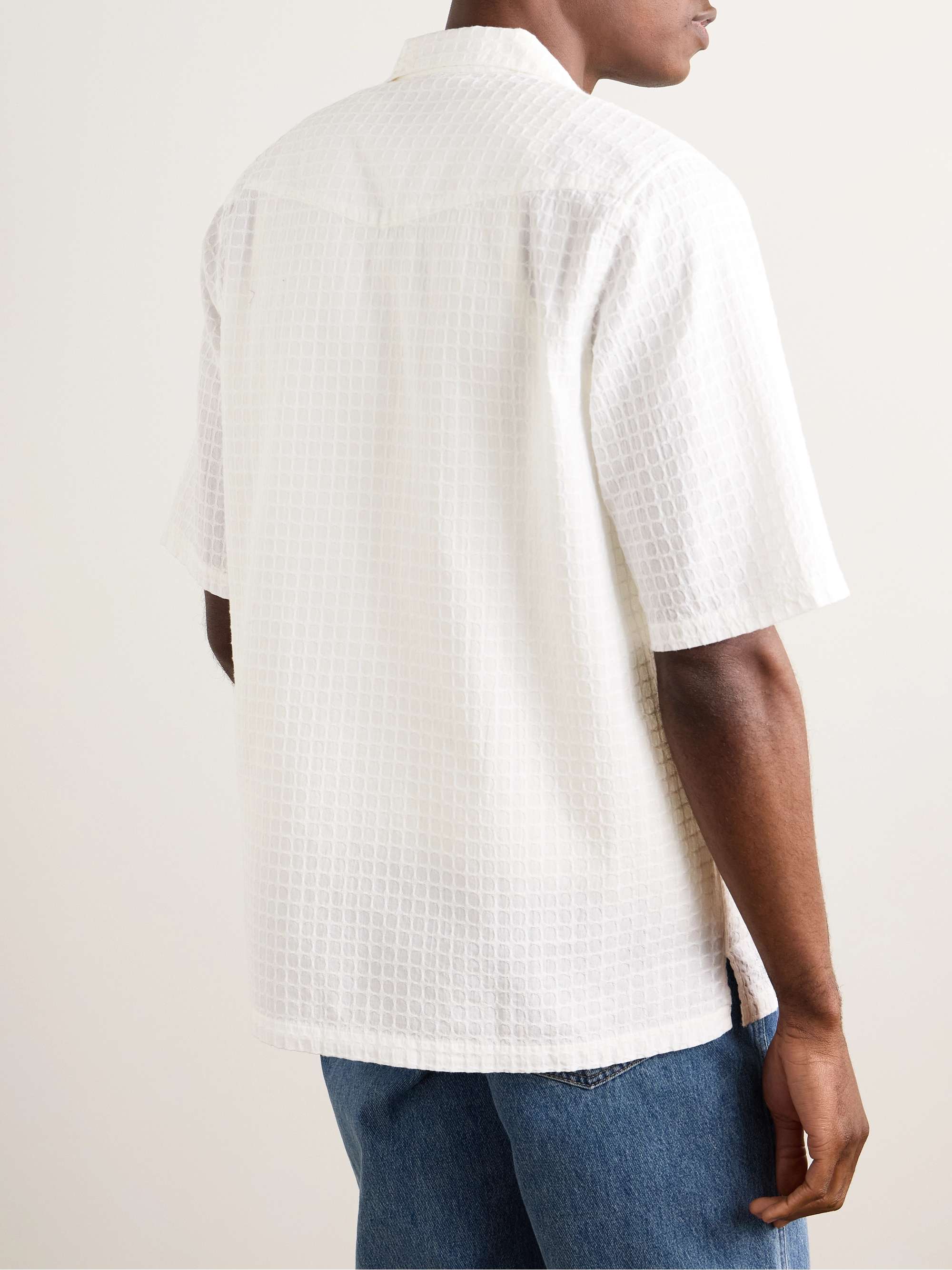 Luis Convertible-Collar Embroidered Checked Cotton Shirt view