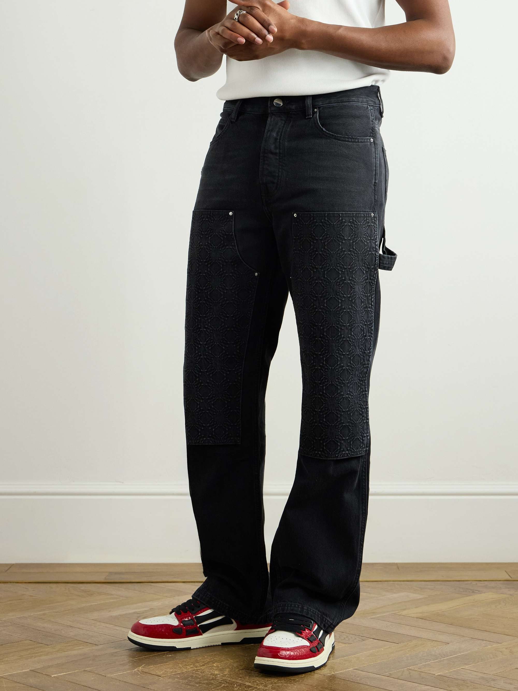 Straight-Leg Panelled Debossed Jeans view