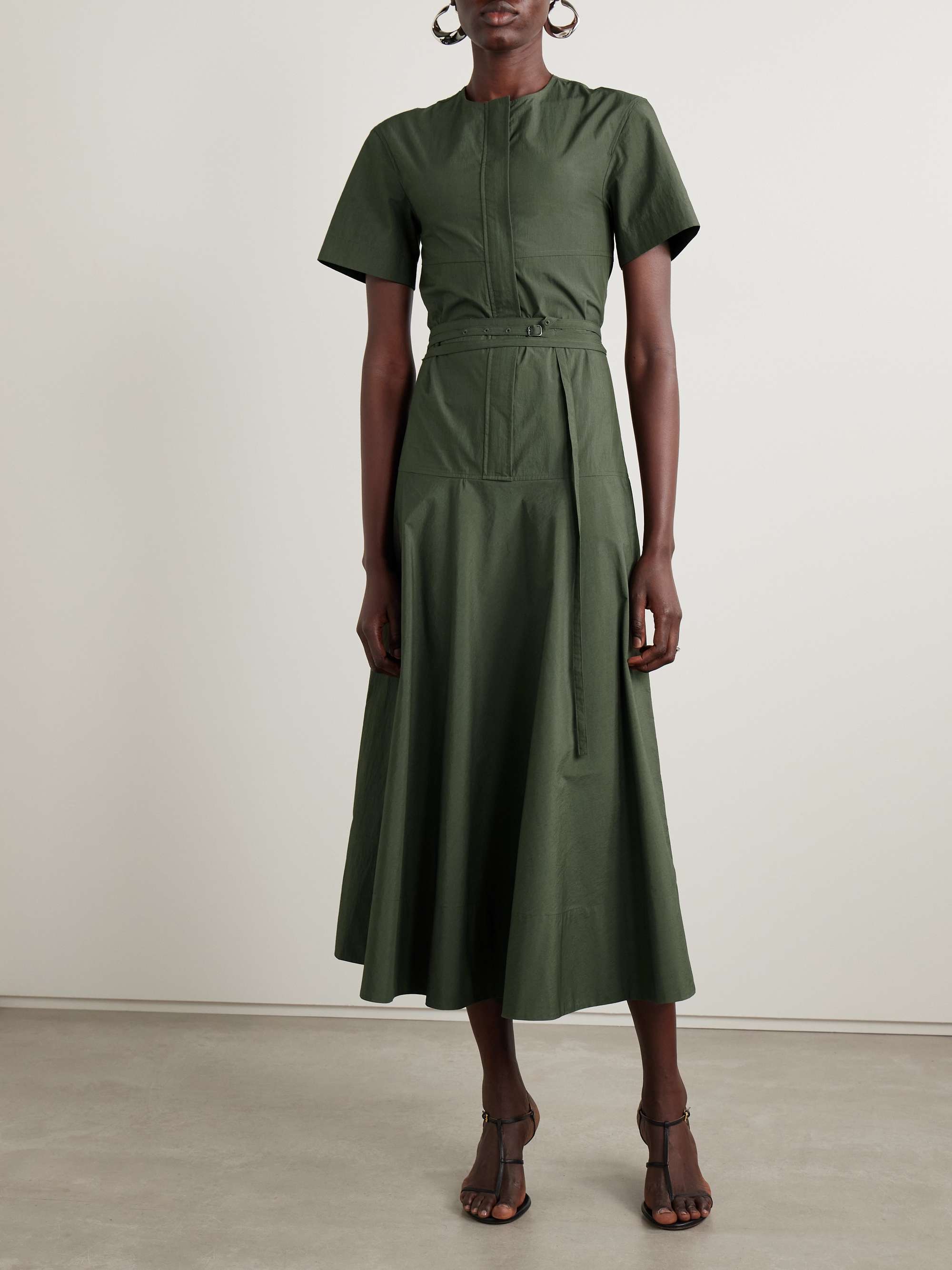 Elizabeth belted cotton-blend midi dress view