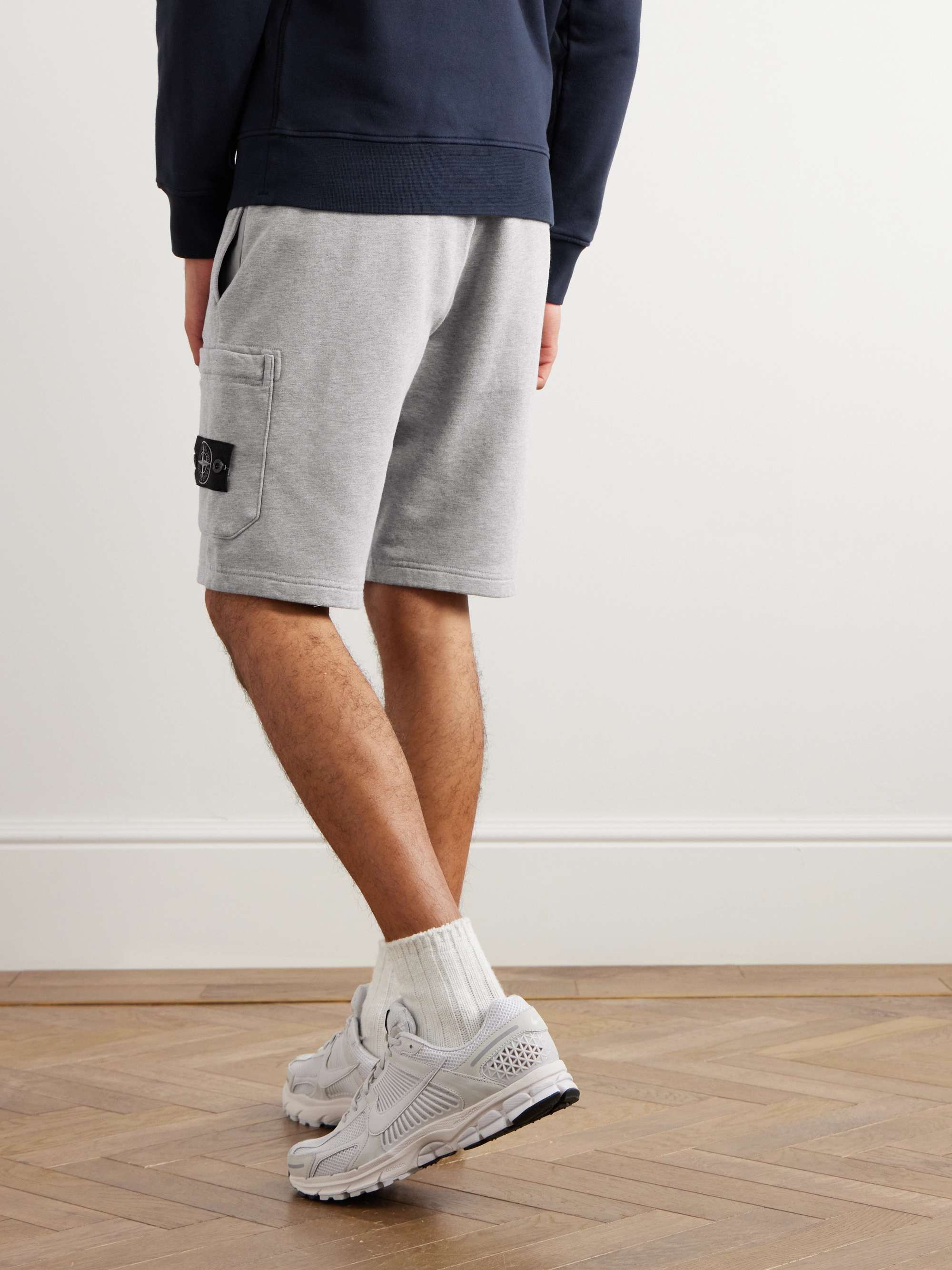 Straight-Leg Logo-Appliquéd Garment-Dyed Cotton-Jersey Shorts view