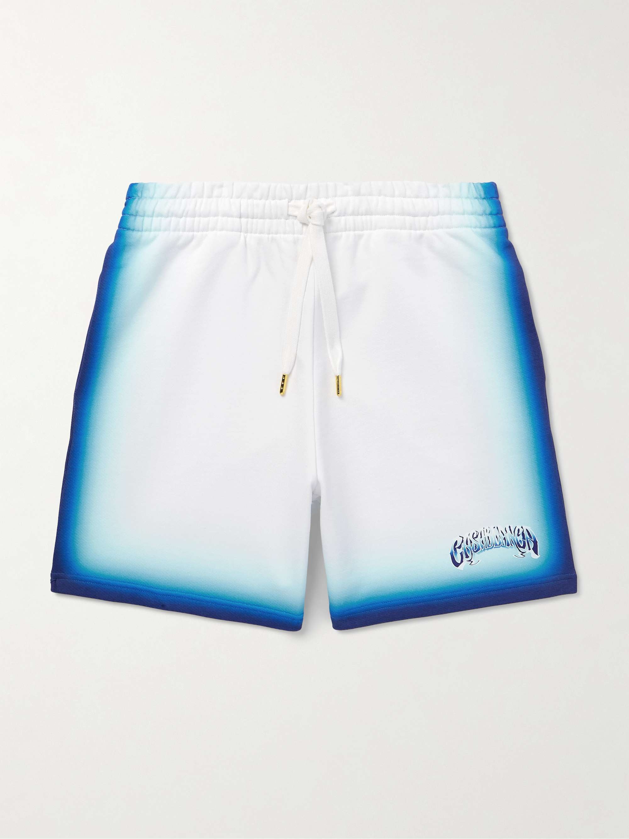 Straight-Leg Logo-Print Dégradé Cotton-Jersey Drawstring Shorts view