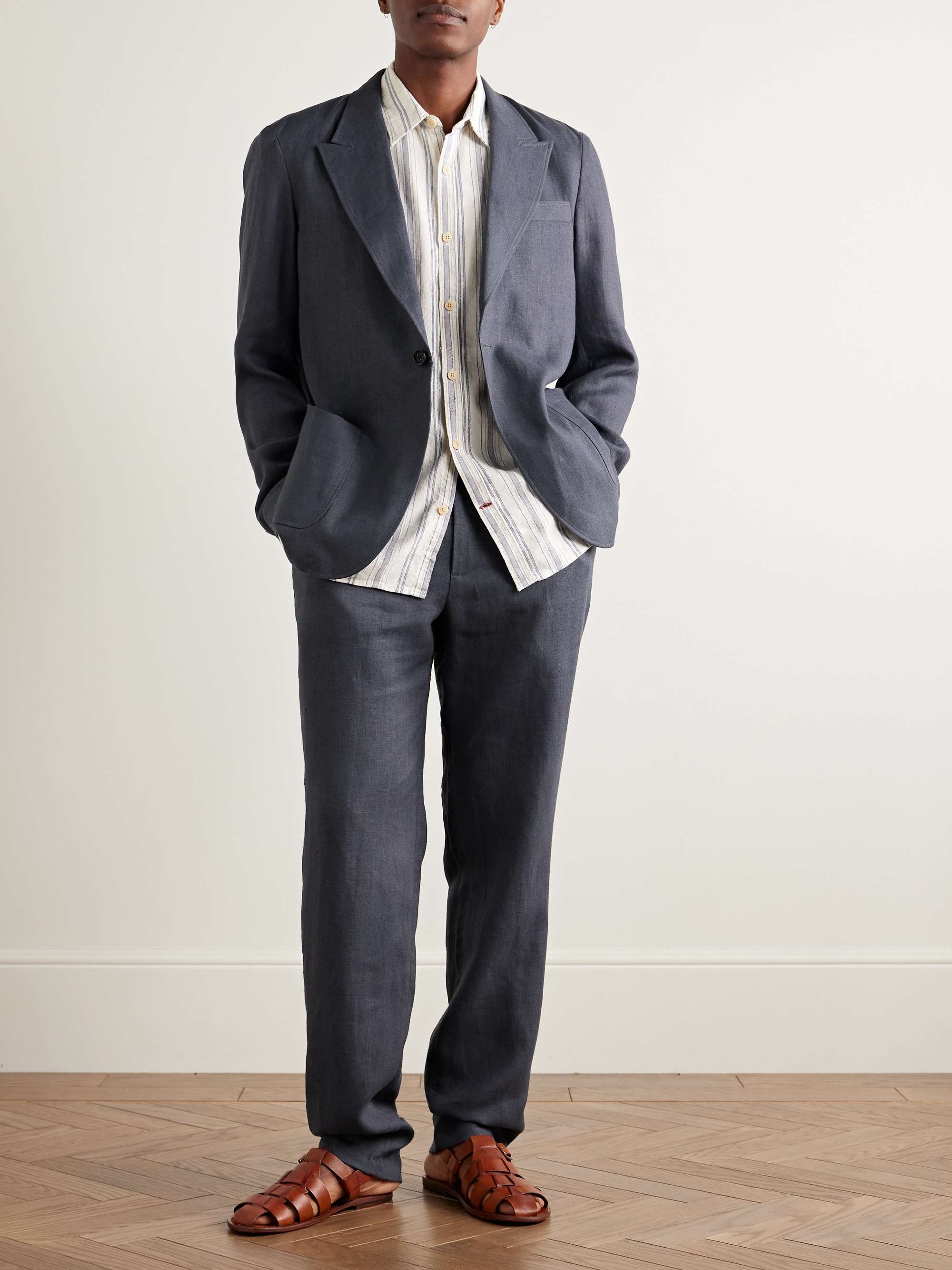Fishtail Tapered Linen Trousers view