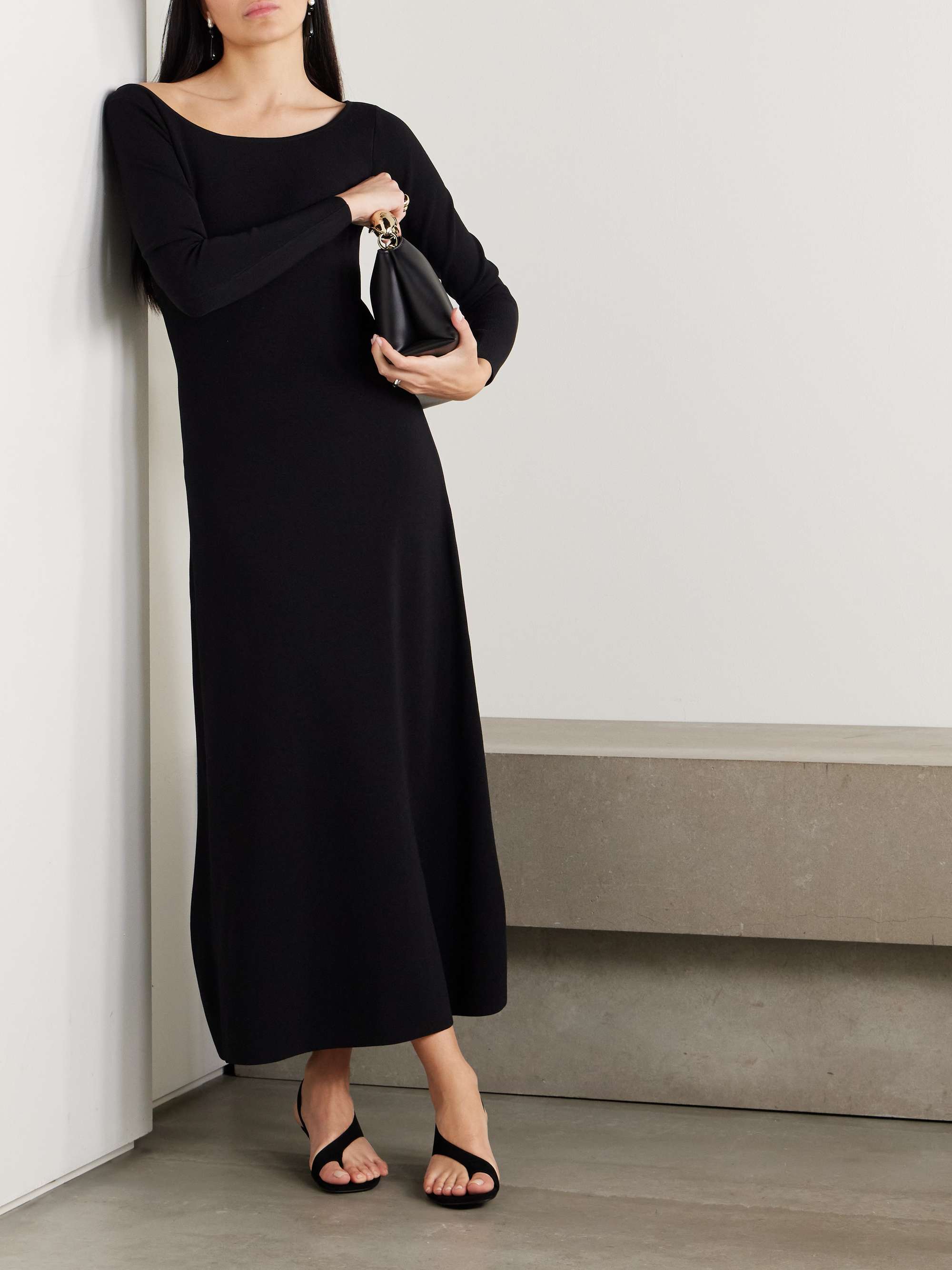 Off-the-shoulder ribbed-knit maxi dress view